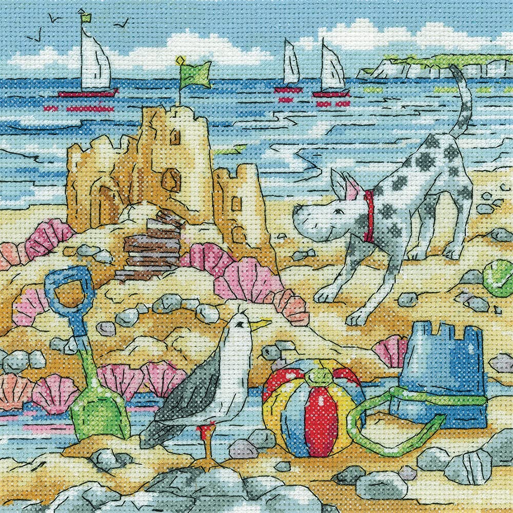 Heritage Crafts Multicoloured Cross Stitch Kit - Sandcastle