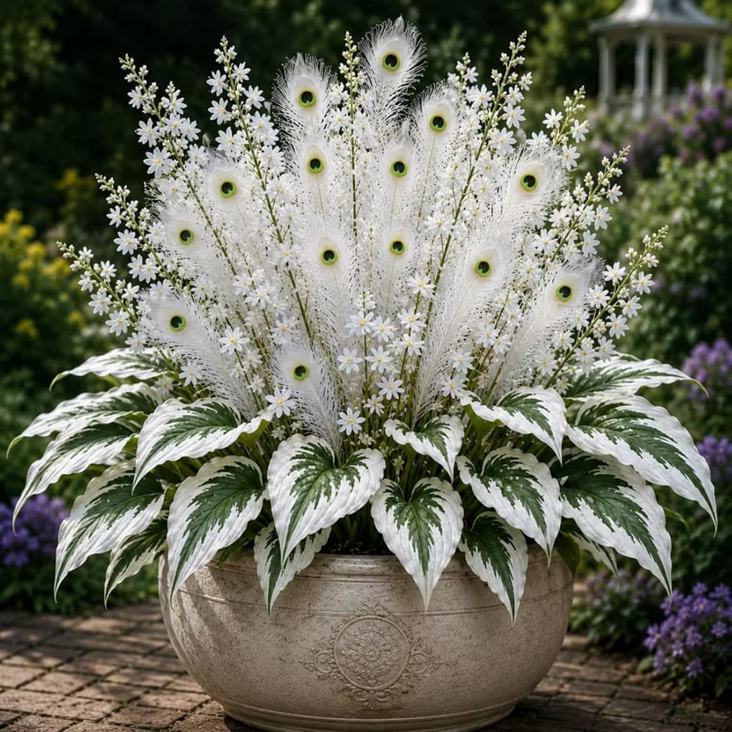 'Peacock Flame' Hosta - Dazzling Display-Shade-Tolerant Perennial- Perennial Easy Grow for Garden Displays-3 Bulbs-C