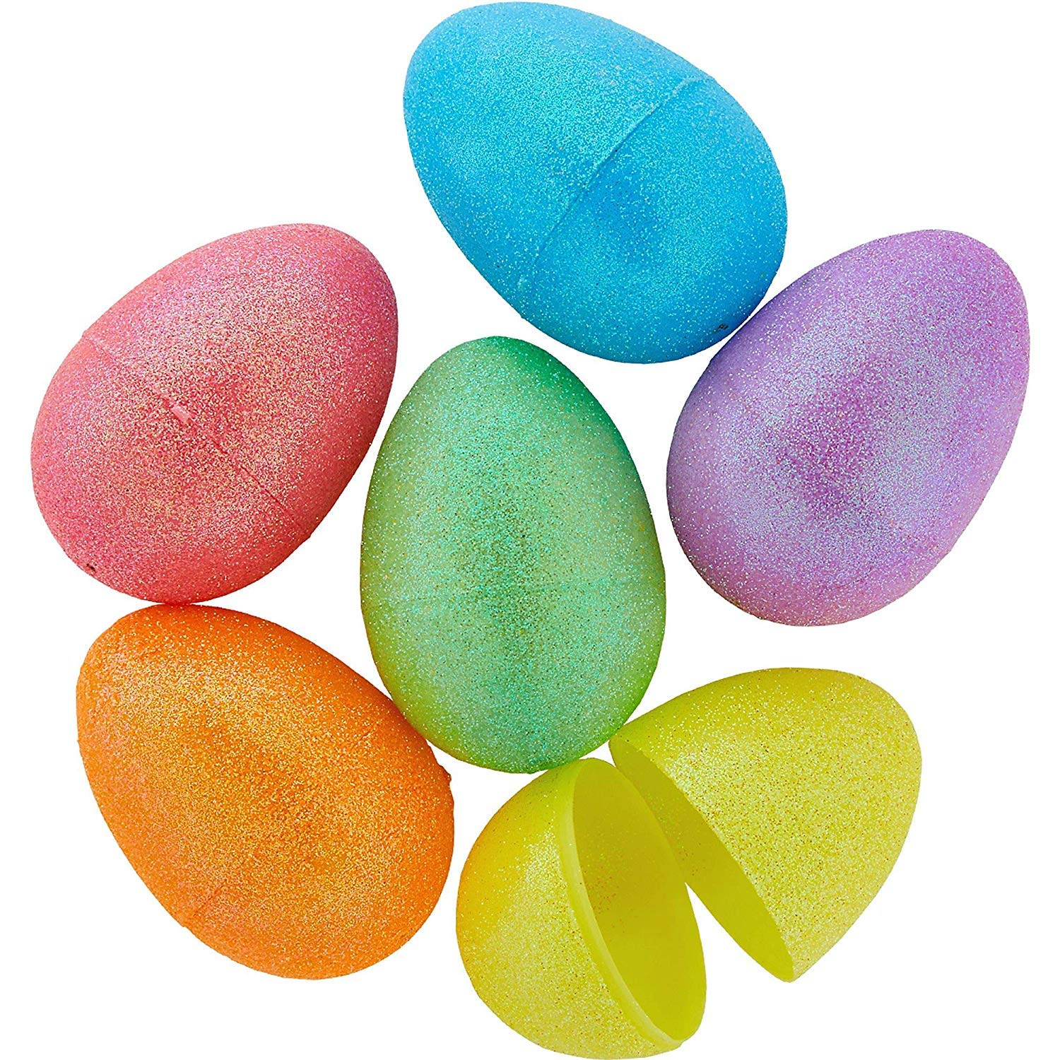 Stunning Sparkling Glitter Eggs - 3" (6 Pack) - Perfect for Easter or Home Decor