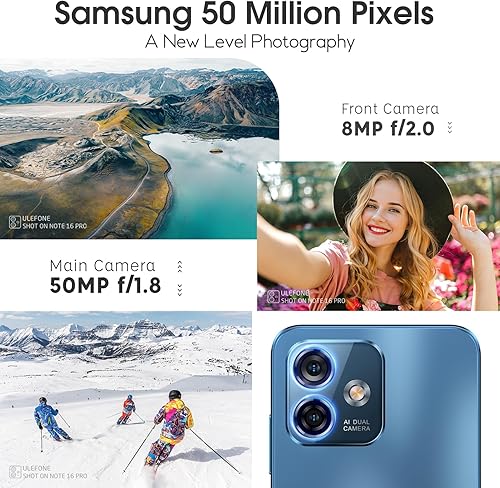 Miniatura 5 de Ulefone Note 16 Pro (16+512GB) teléfonos celulares desbloqueados, teléfono inteligente Android 13 desbloqueado, cámara principal de 50 MP, pantalla