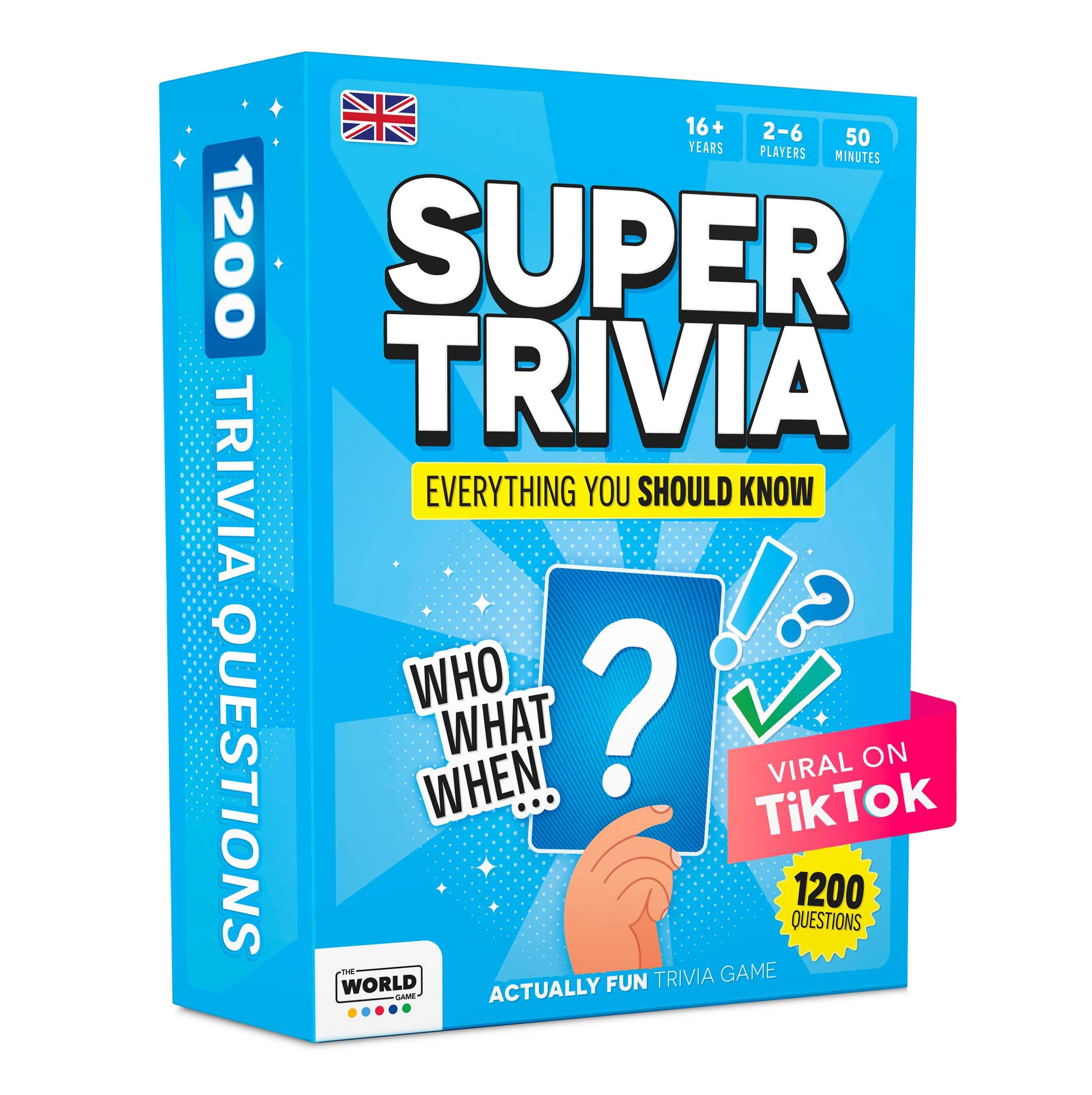 Super Trivia Game for Adults with 1200 Questions - Fun Board Game for Adults - Family Road Trip Travel Game for The Pursuit of Trivial Knowledge