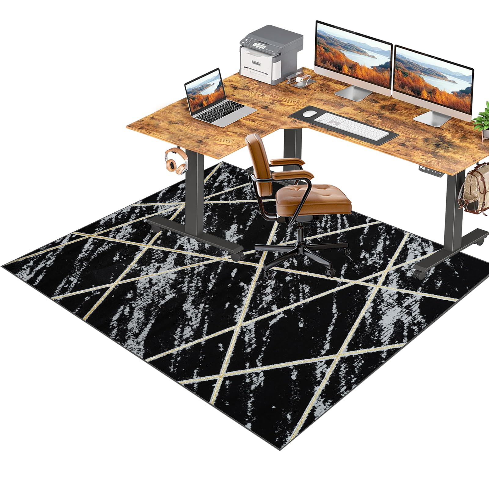 130 x 150 cm Office Chair Mats for Carpeted and Hardwood Floor Heavy Duty Desk Chair Mat Carpet Protector Chair Mat for Home and Office Carpet Chair Mats Floor Mat for Office Chair Anti-skidding