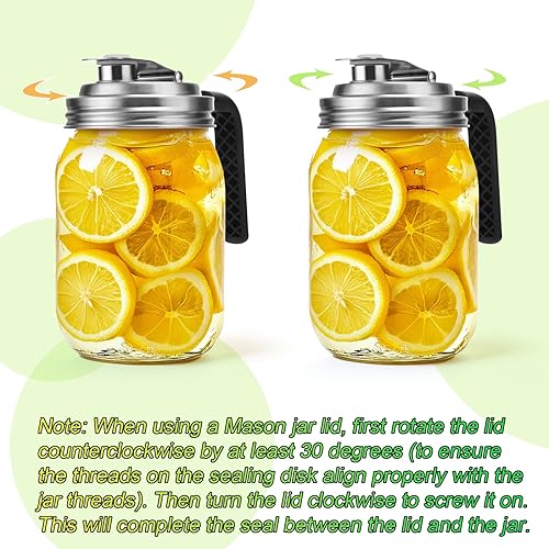 Miniatura 6 de Tapa de boquilla de acero inoxidable con asa, tapa abatible de boca ancha para frascos masón, cubierta de sello a prueba de fugas hermética para