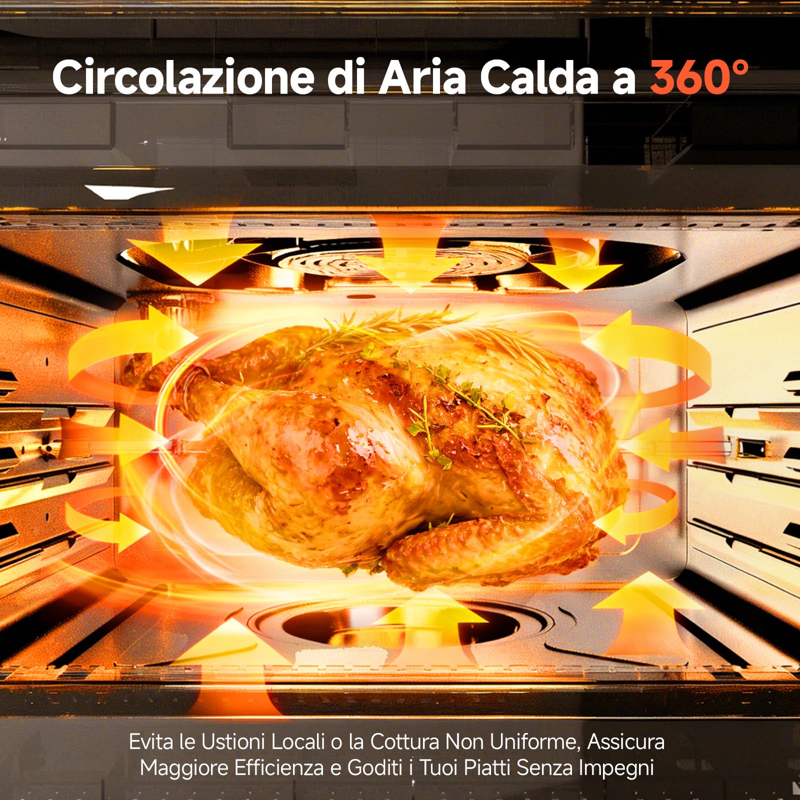 OUNIN 24L Forno Multifunzione, 11 in 1 Forno Pizza e Forno a Vapore, Cottura su Due Ripiani, Ventilazione 360°, 1600W, per Pizza, Lasagne, Arrosti, Pane, Frittura di Mare e Verdure al Vapore