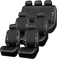 Vista 12 de CAR PASS - Funda trasera para asiento de banco con diamantes y cuero, impermeable, con diamantes brillantes, ajuste universal, con tiras de cristal