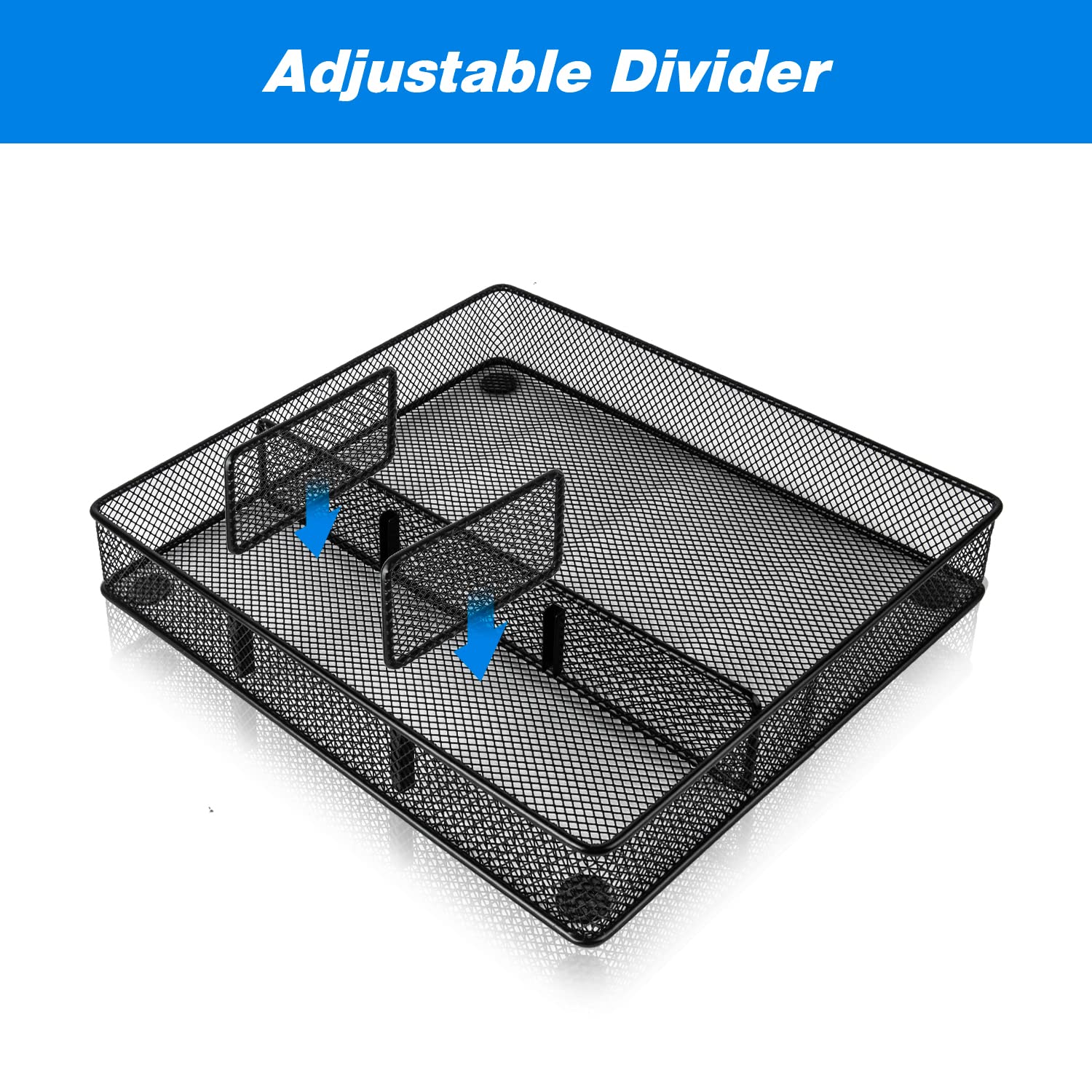 VyGrow Schreibtisch-Organizer mit 4 Gittern, mit verstellbarer Trennwand, 2 Stück