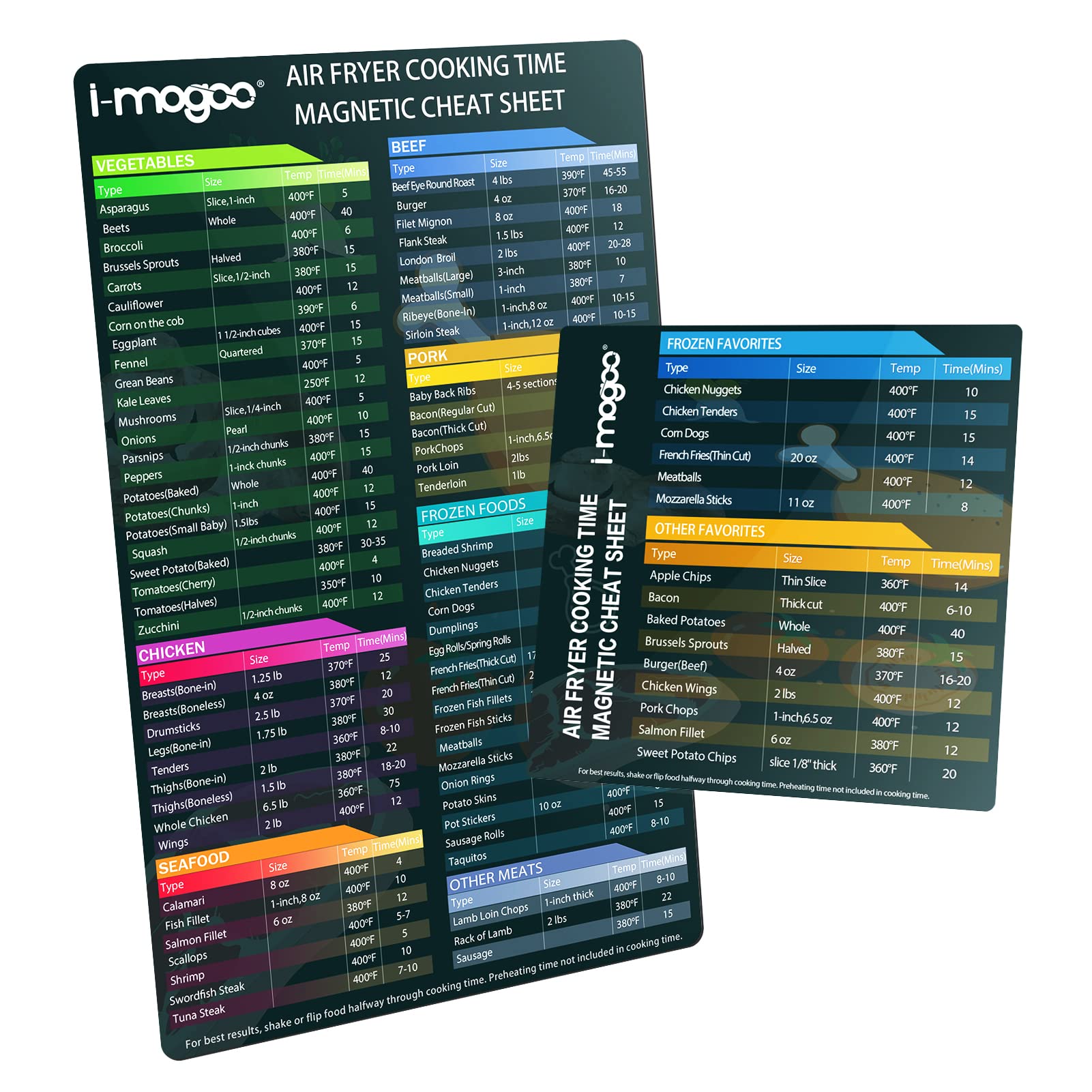 Buy Air Fryer Cheat Sheet Set, Cook Times Chart Air Fryer