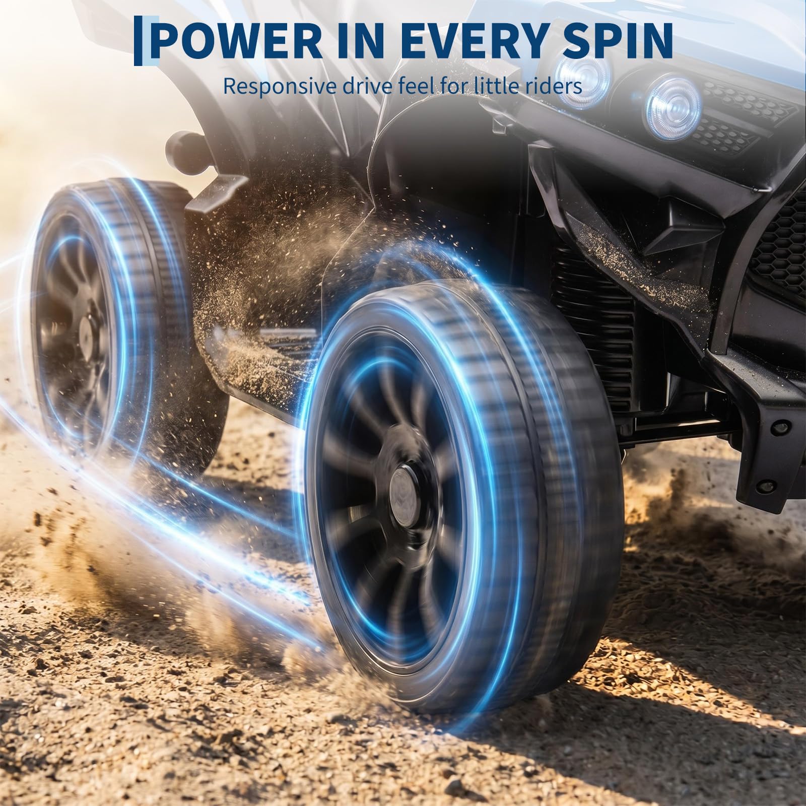 Robustes Elektro-Quad für Kinder ab 3 Jahren – 6V ATV Kinderfahrzeug mit LED-Lichtern, Musik, Hupe, 1,5–3 km/h, rutschfesten Rädern, sicheres Spielzeugauto – Blau