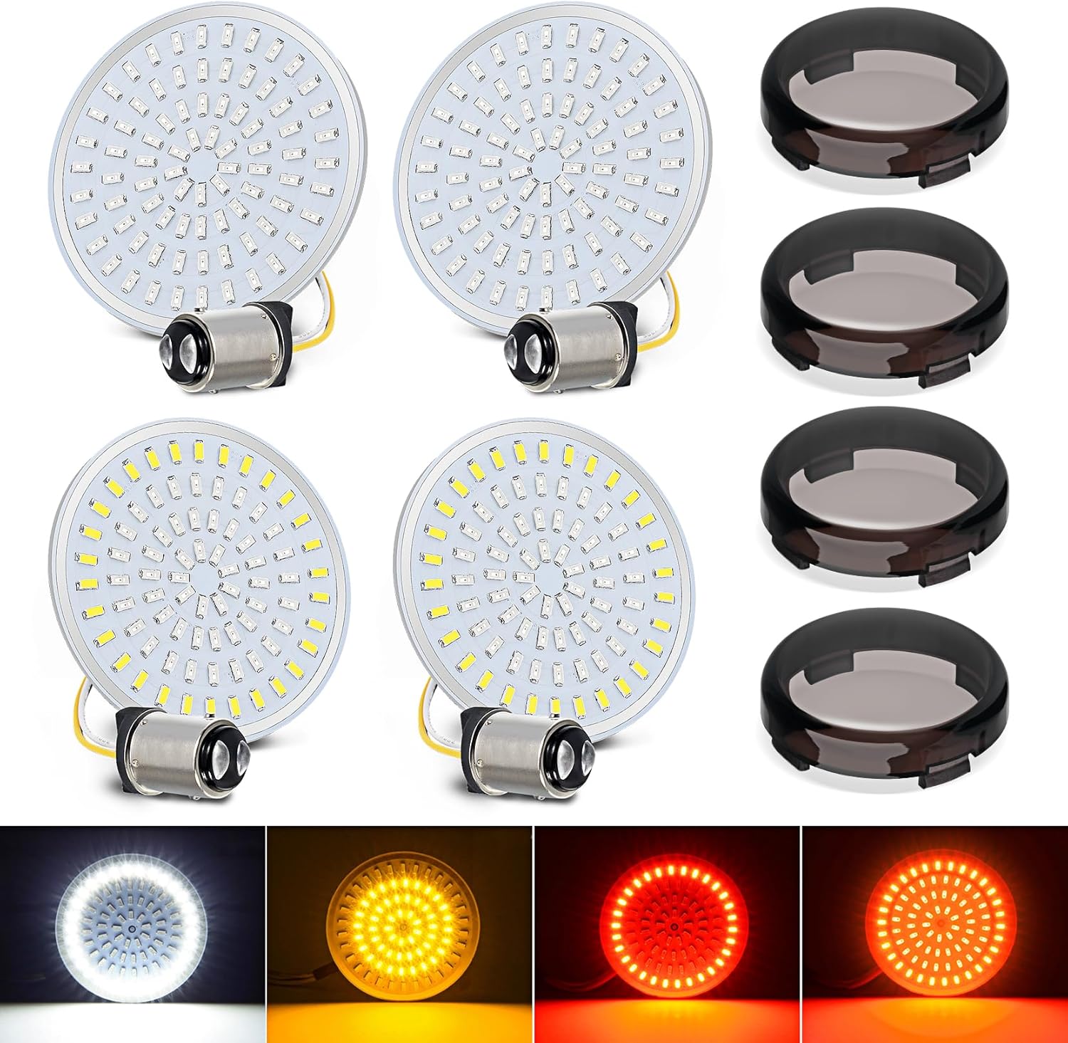 Amazicha 1157 LED Motorcycle Turn Signal, 81 Advanced LED, 2″ Bullet Front Rear Light 4 Smoked Lens Fit for 1986-2024 Harley Davidson Touring Sportster Dyna Softail Road Street Glide Iron 883 Amazicha 1157 LED Motorcycle Turn Signal, 81 Advanced LED, 2″ Bullet Front Rear Light 4 Smoked Lens Fit for 1986-2024 Harley Davidson Touring Sportster Dyna Softail Road Street Glide Iron 883