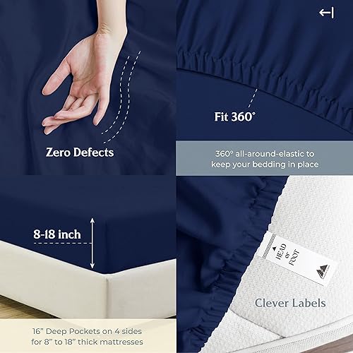 Miniatura 6 de MAYFAIR LINEN Sábana bajera ajustable de 100 % algodón, tamaño individual XL, 1 sábana bajera de 500 hilos, suave y sedosa para adultos con etiqueta