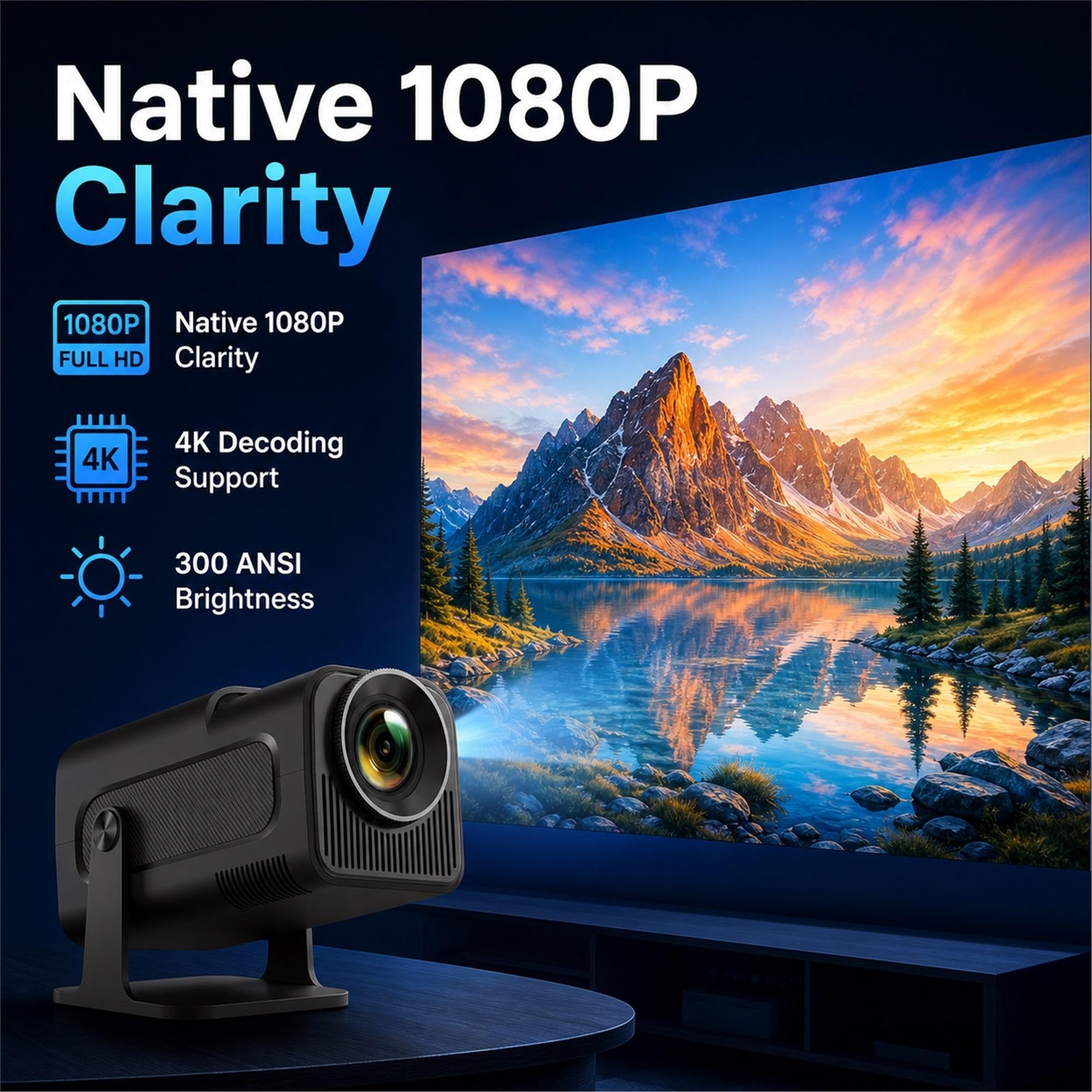 Proyector portátil Hy320 con 1080P Nativo