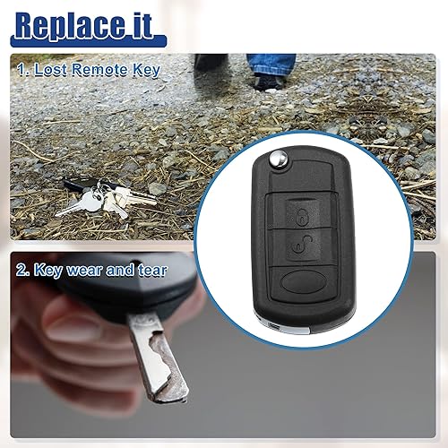 Miniatura 4 de ACROPIX Llavero de 433 MHz sin llave para Land Rover Range Rover 2006-2010, LR3 2005-2009 - NT8-15K6014CFFTXA - Paquete de 1 unidad negra