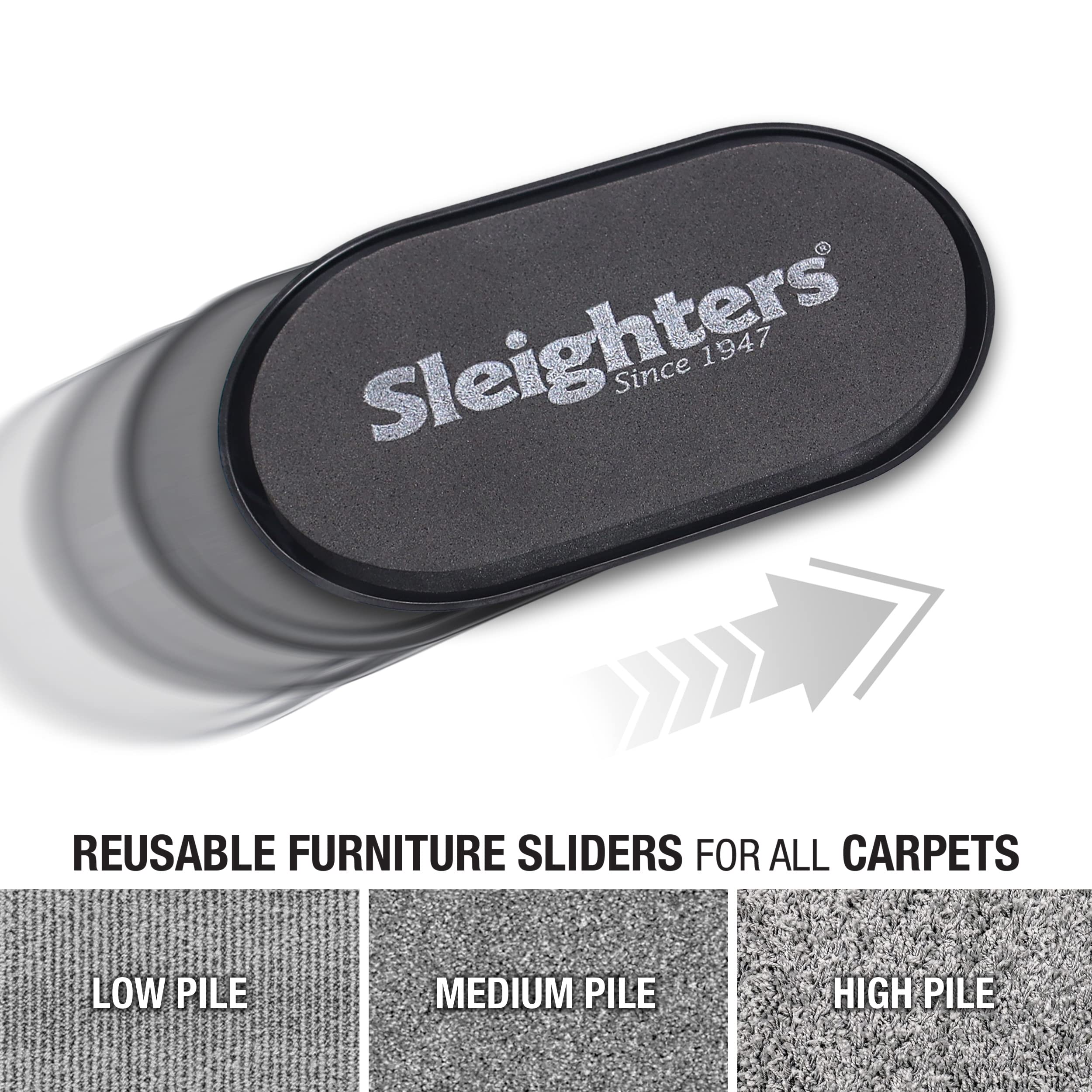 8 pk Furniture Sliders Pads for Carpet - 6 x 3 5 - Reusable Moving Protectors for Carpeted — view 3