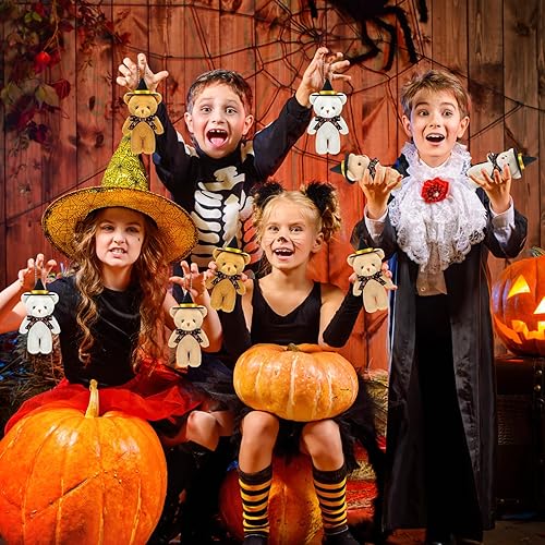 Miniatura 7 de 24 piezas de mini oso de Halloween a granel, oso de peluche con gorra, regalo para ella, para él, pequeño regalo de Halloween, llavero de bricolaje,