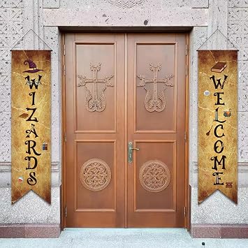 Magical Wizard Banners, Wizard Party Welcome Banner, Welcome Wizards Hanging Door Sign for Halloween, Magical Birthday Decorations, Classroom or Library Decor