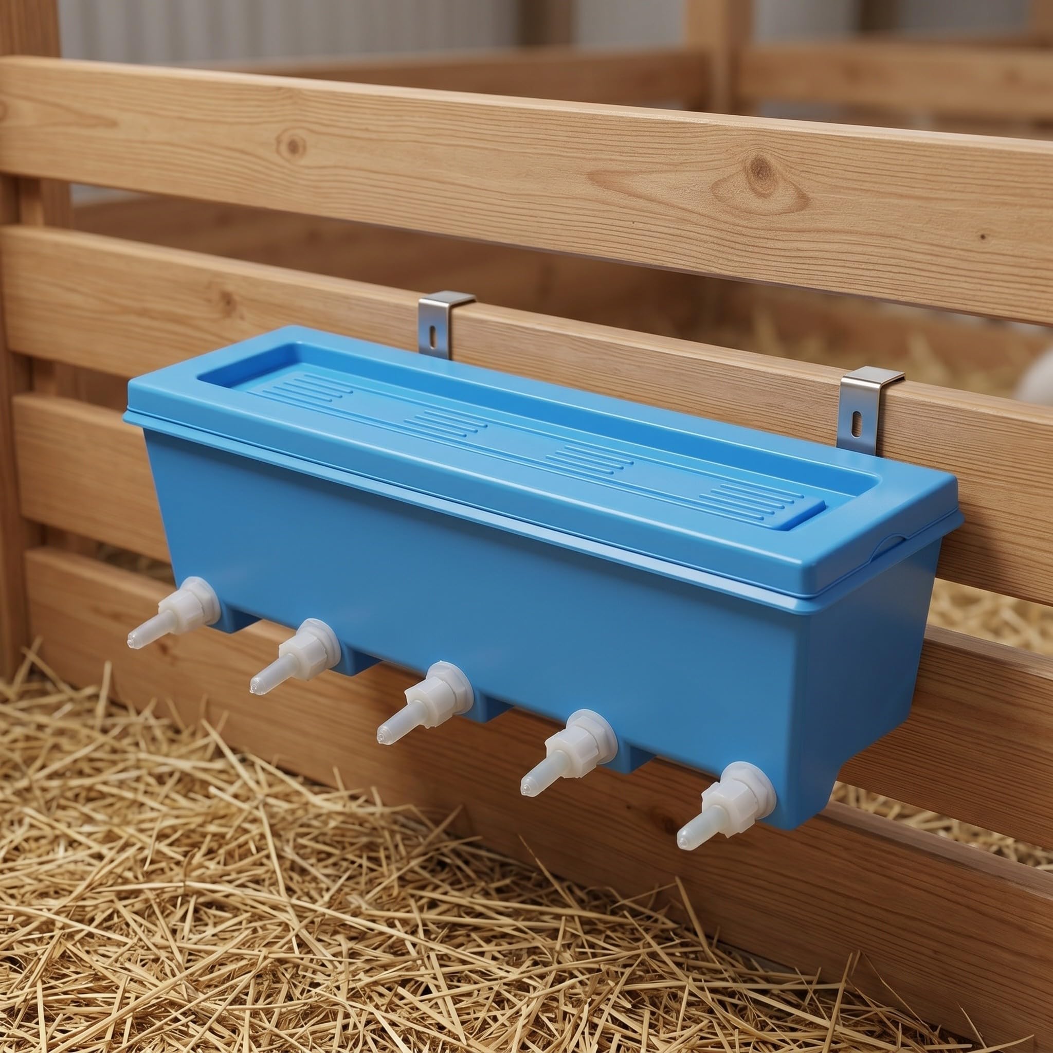 FRCOLOR Secchio in Abs Resistente al Freddo 5 Capezzoli da 8l per Bestiame Alimentazione per Capretti e Vitelli in Allevamenti Mobili