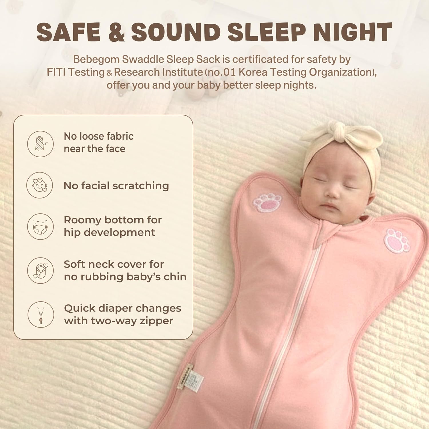 Swaddle Sleep Suit for Newborns, Arms-Up Position, Snug Fit Supports Natural Sleep Reflex, 0–6 Months - Image 7