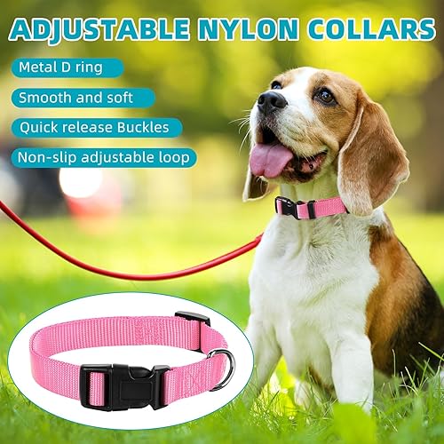 Miniatura 6 de 9 piezas de collar ajustable para perro, collar de nailon suave para mascotas con hebilla de liberación rápida a granel para perros, caminar,