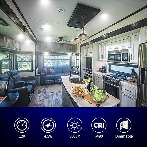 Miniatura 6 de Luces interiores de caravana, luz LED de techo de 5 pulgadas, regulable, luces LED de 12 voltios, luces LED de 12 V, luces LED de 4.5 W, luz de