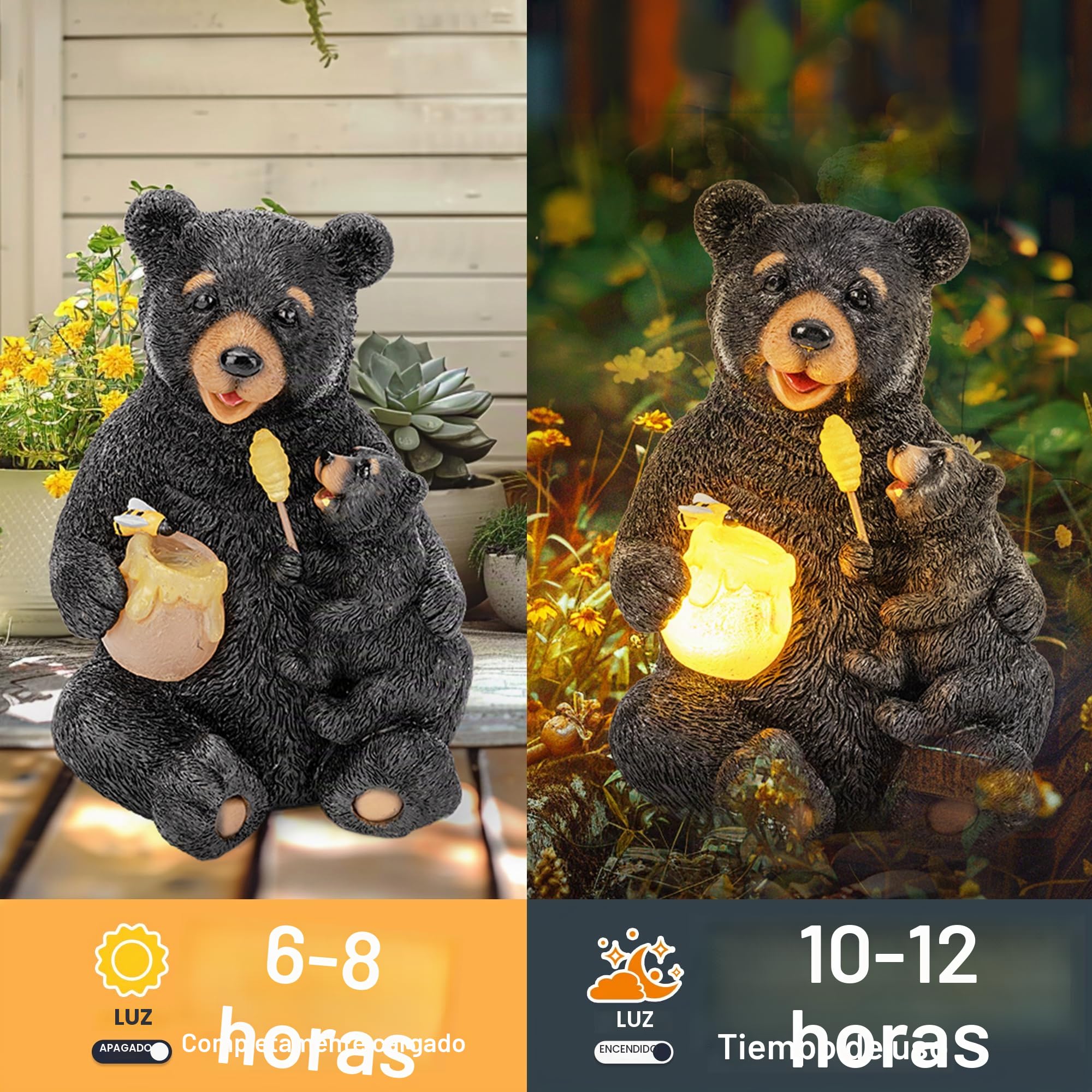 GIGALUMI Estatuas solares de jardín con Luces de Oso Amoroso para Exteriores, decoración de Patio al Aire Libre, decoración de jardín, cumpleaños de inauguración de la casa para