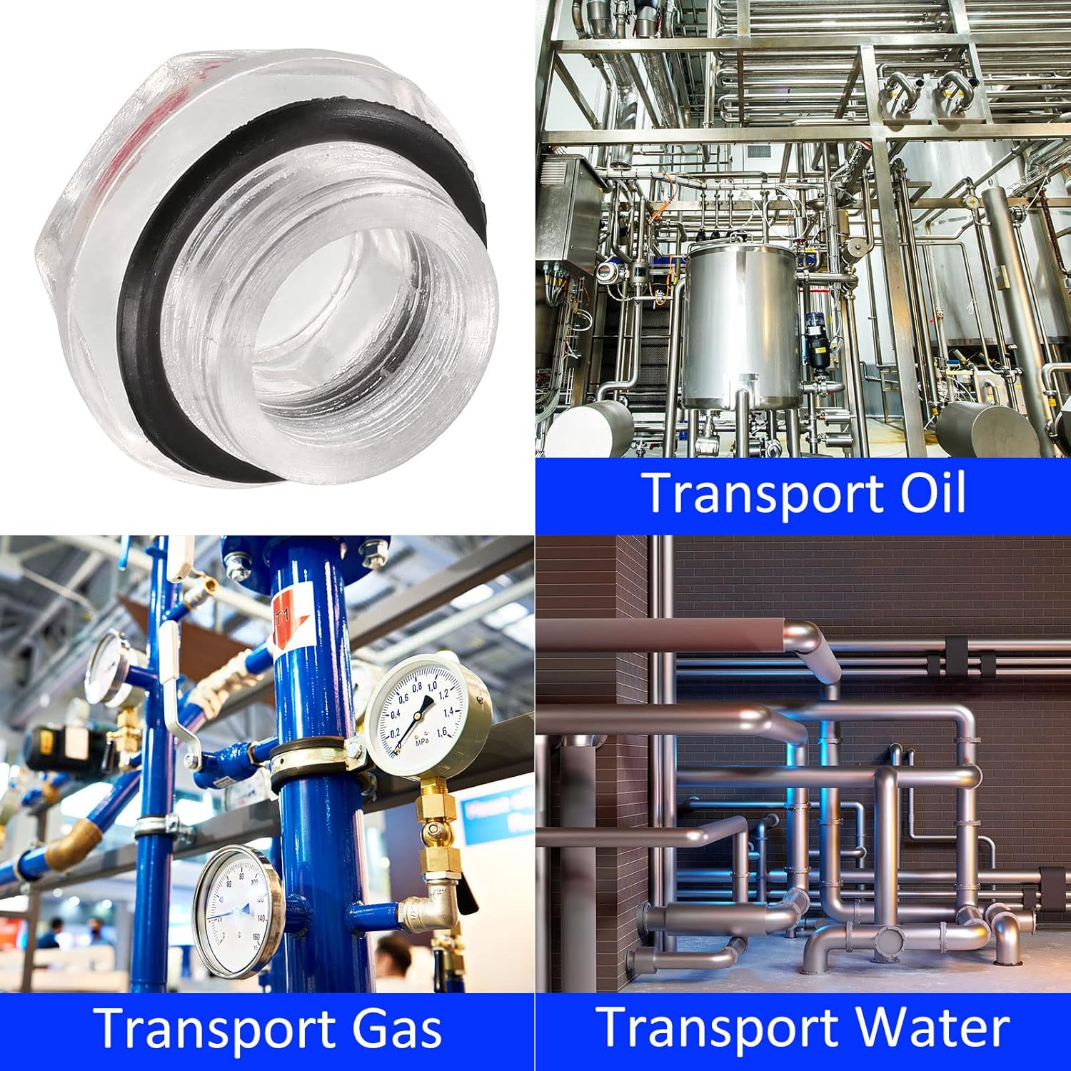 M METERXITY Plastic Oil Level Sight Glass with O-Ring - Air Compressor Fittings Check the Pump's Oil Level, Apply to Tank (1/2 PT, Clear, Black, Red)