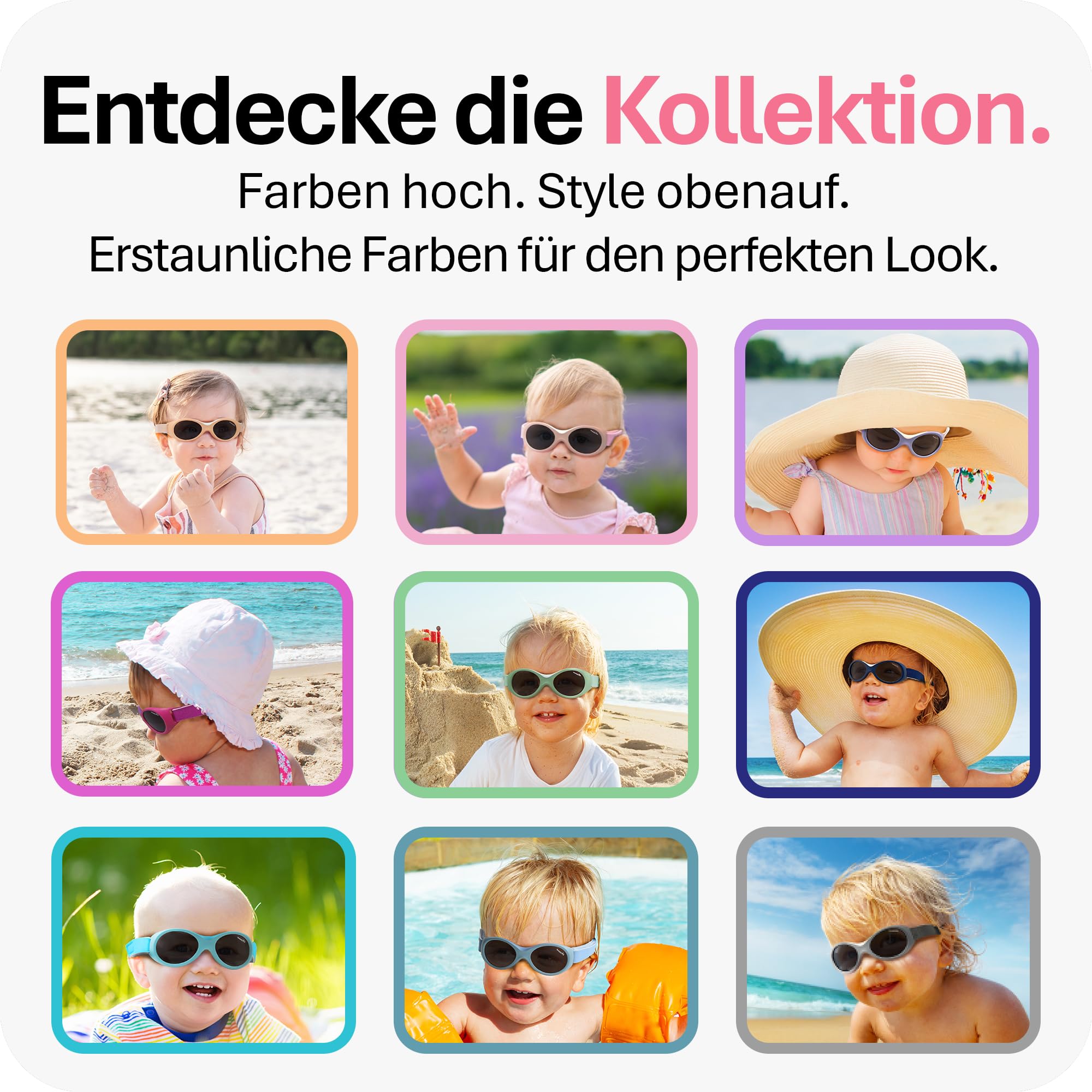 Mausito Baby Sonnenbrille 0-18 Monate verstellbares weiches Band & flexibler Rahmen | Vergleichssieger Sonnenbrille Baby 100% UV-Schutz & Schadstofffrei | Europäisches Design, sicherer Halt & robust