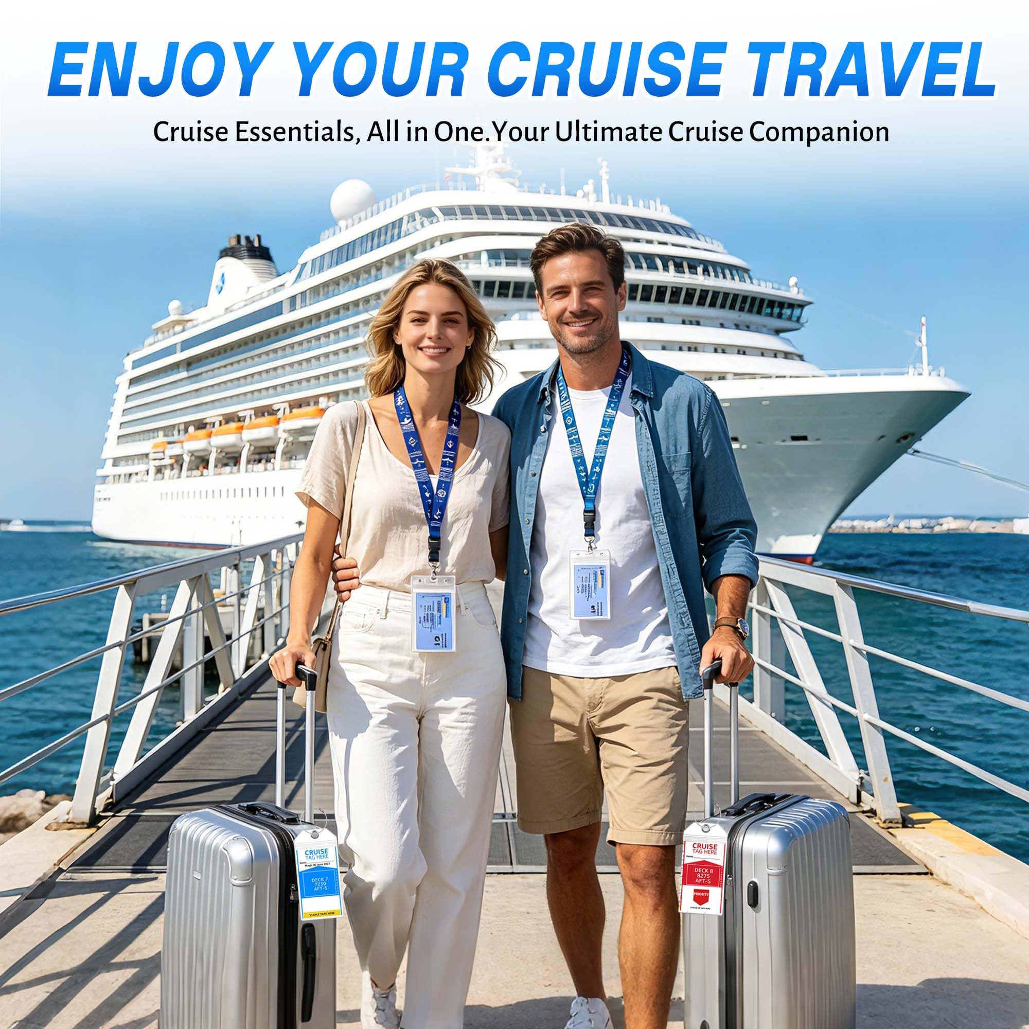Cruise Essentials 2026, kit da crociera da 26 pezzi con protezione contro le sovratensioni, cannuccia telescopica, ganci magnetici, cordino, ganci, custodie impermeabili per telefono, filo