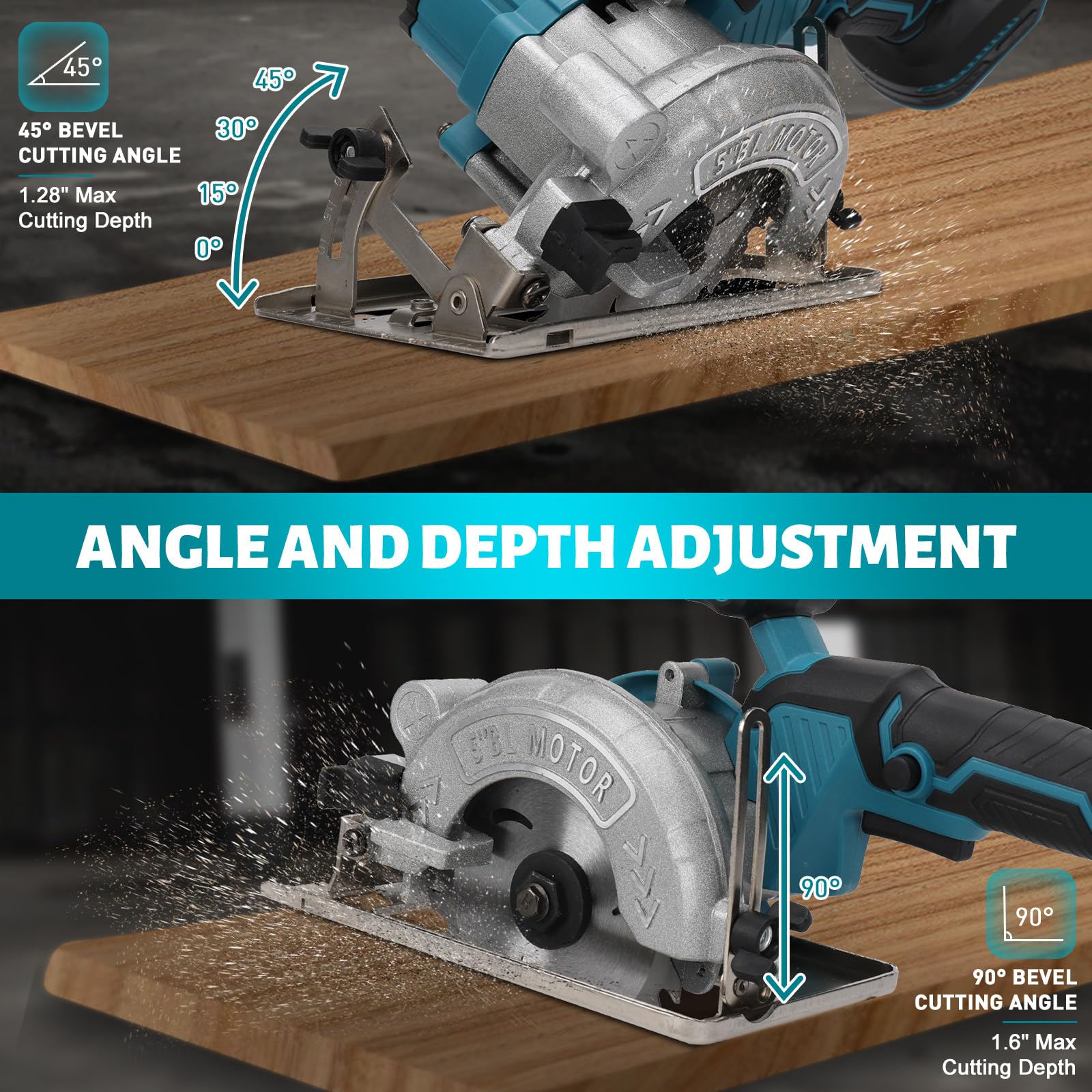 Akku-Kreissäge für Makita 18V Lithium-Akku, Bürstenlose Mini Handkreissäge mit 2 Sägeblättern, Mini-Kreissäge zum Schneiden von Fliesen und Holz (125mm)