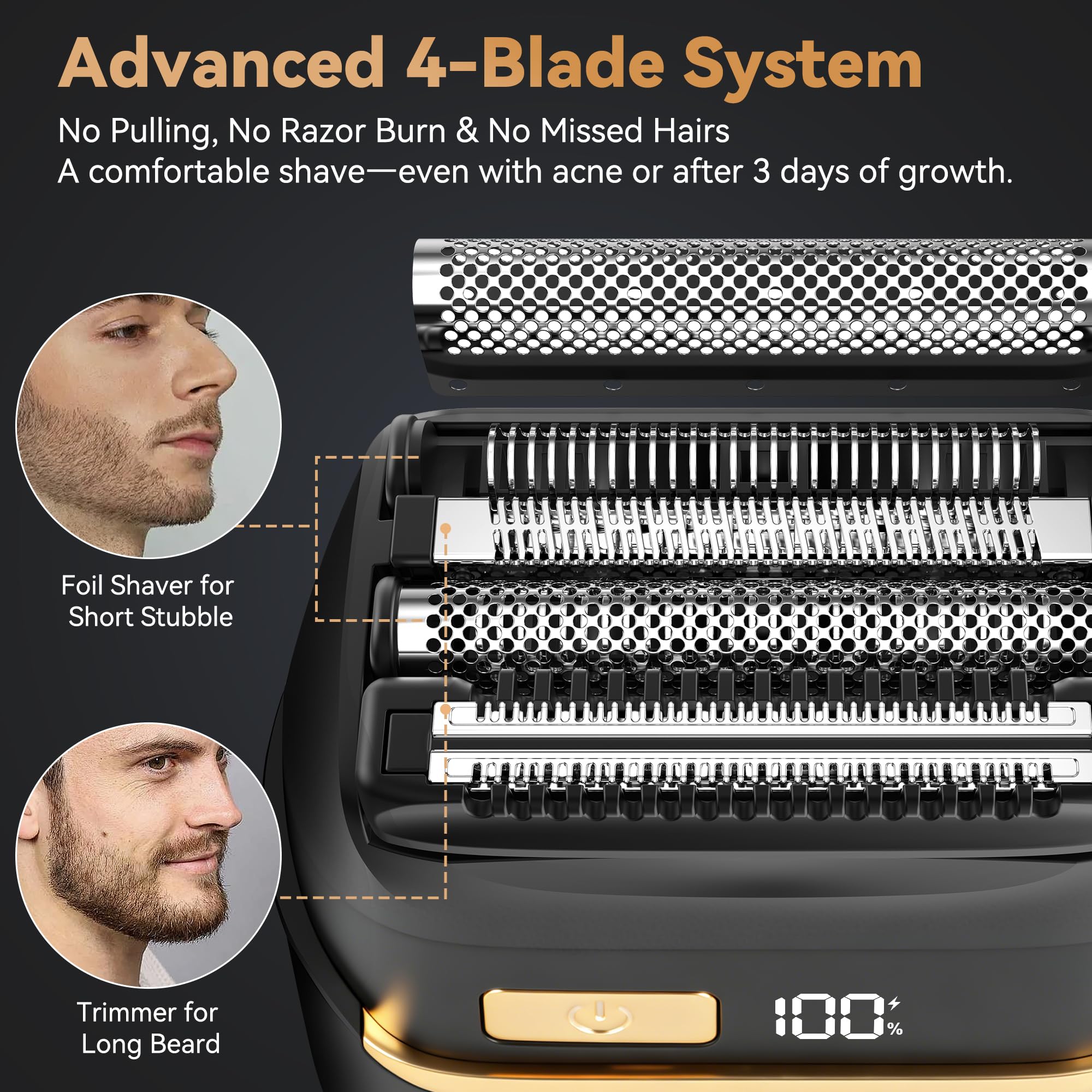 Rasoio elettrico da uomo, rasoio portatile per il viso da viaggio, impermeabile IPX7, senza fili, con ricarica USB-C, regalo quotidiano liscio per papà, marito e fidanzato