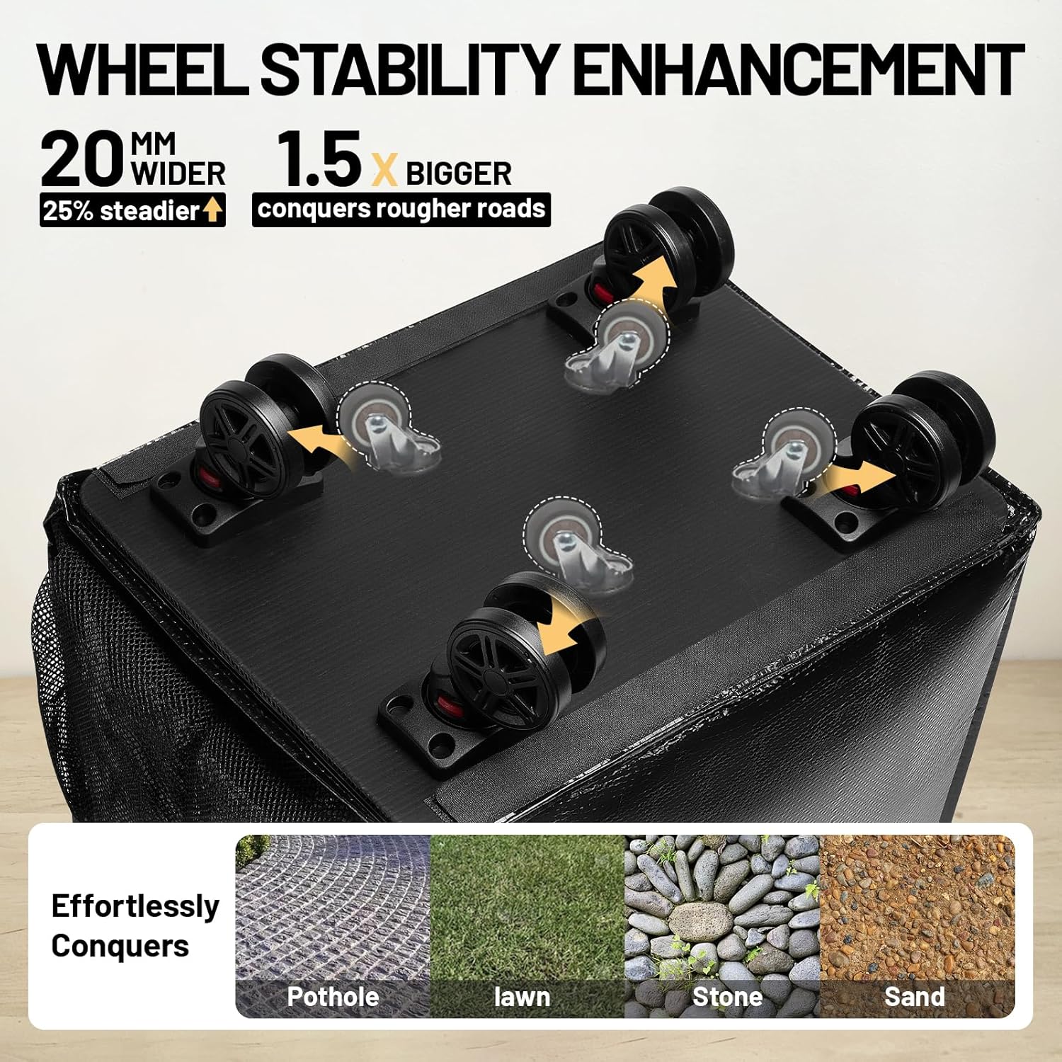 (Medium) Fanwoli Reusable Grocery Bag on Wheels with Upgraded Wrinkle-Resistant Fabric | Enhanced Stability Wheels & Extended Handle | Foldable Shopping Trolley for Laundry, Carries Up to 66 L - Image 2