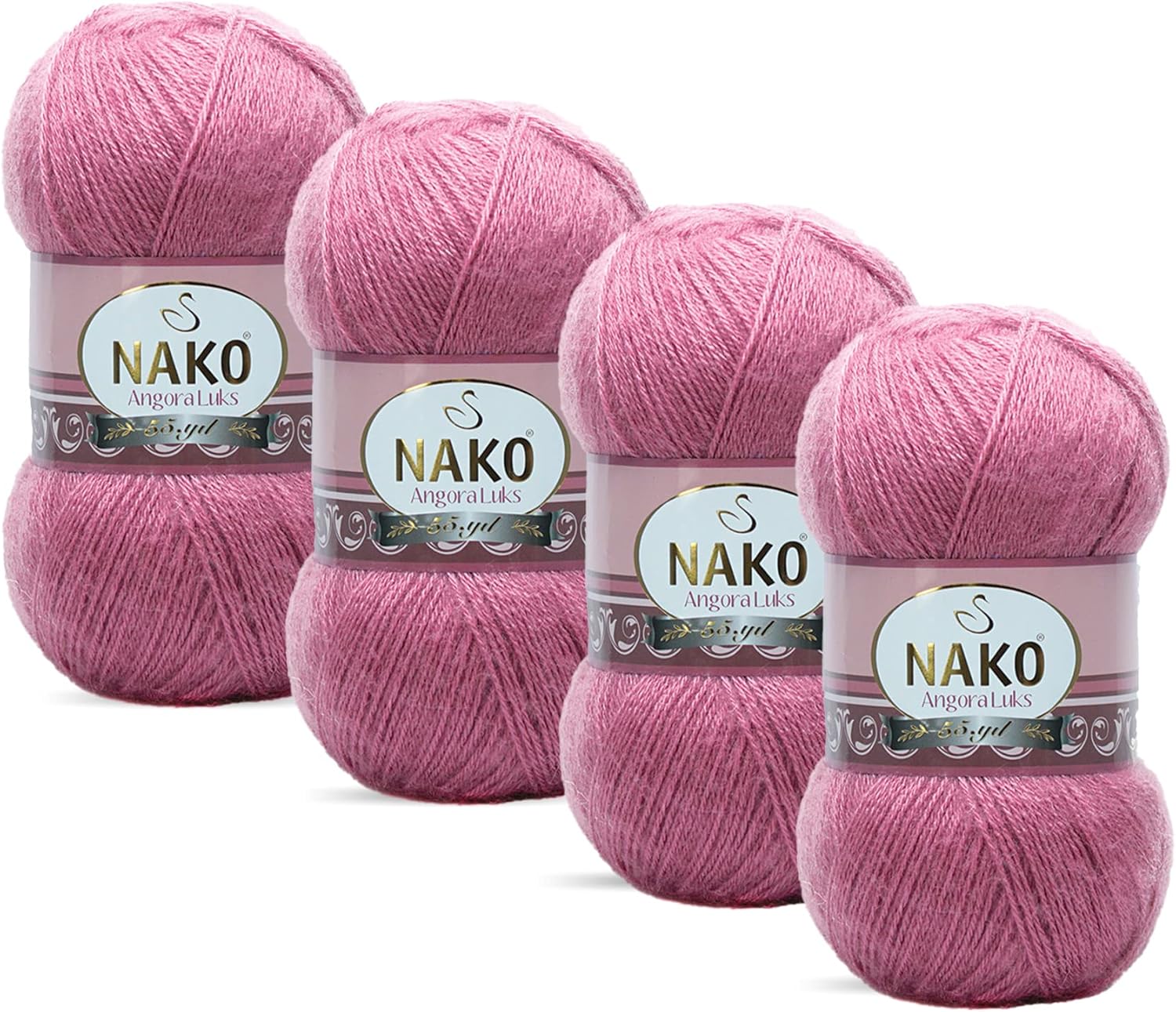 Nako Angora LUKS,Wool Knitting Yarn,(4Balls) Each Skein(Ball) 3.53 Oz (100g),with its Light Furry Structure, it Can be Used for All Family Members, Women, Men and Children. (Beige Powder 2250)