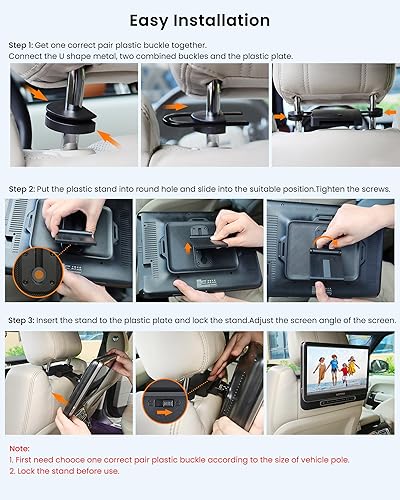 Miniatura 8 de WONNIE Reproductor de DVD con reposacabezas de 12 pulgadas portátil para automóvil, compatible con video 1080PMP4 con entradasalida HDMI, soporte de