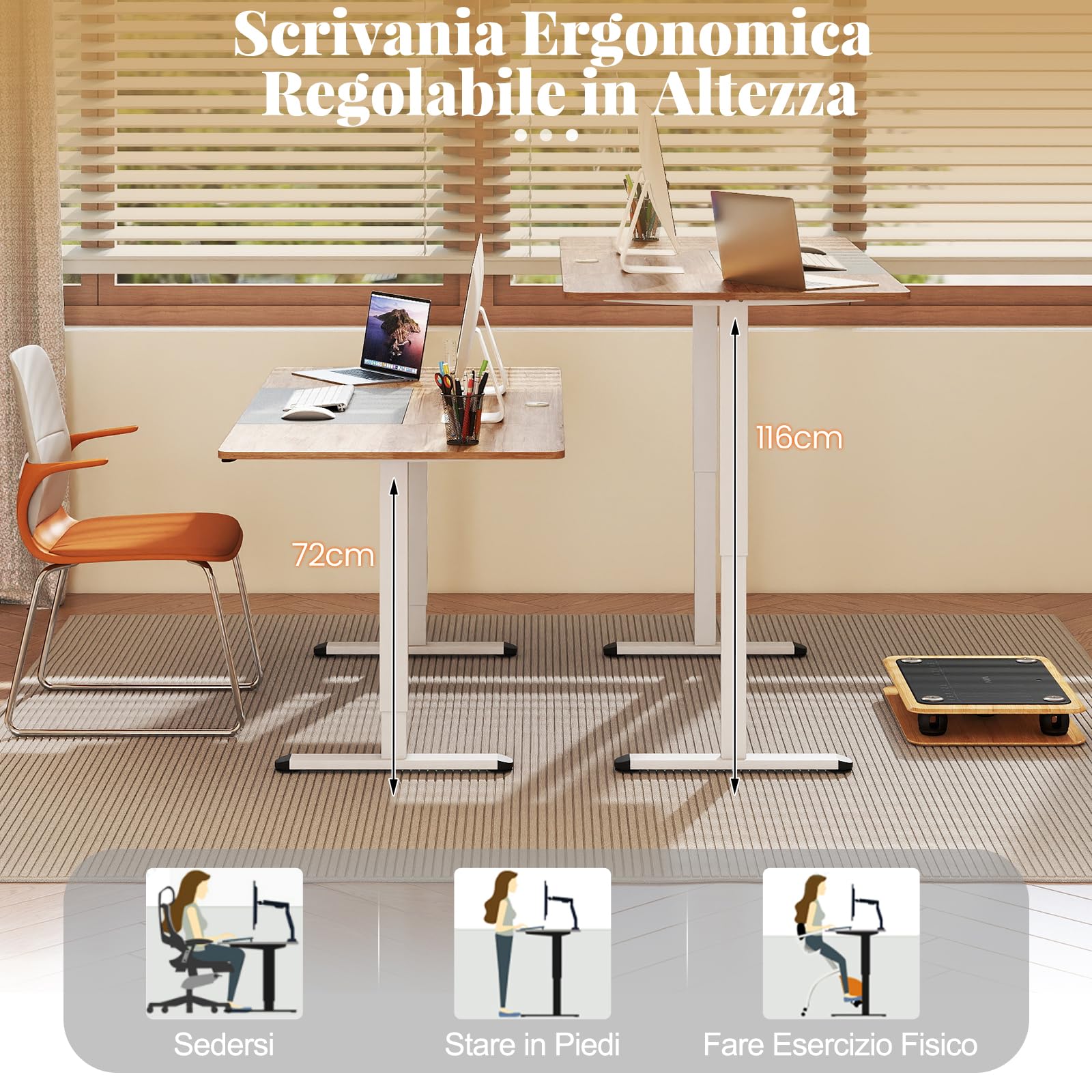 COSTWAY Scrivania Elettrica Regolabile in Altezza 140 x 70 cm, Scrivania per Computer con Memoria delle Altezze, Foro per Cavi, Design Anti-Collisione, Ideale per Ufficio e Casa (Legno Chiaro)