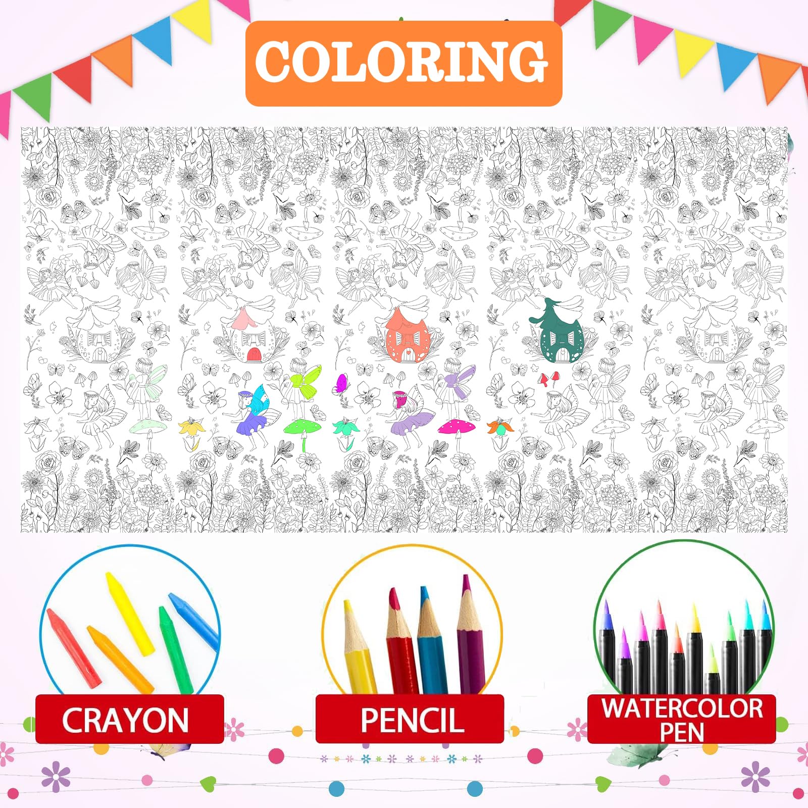 Butterfly Giant Colouring Table Cloth for Kids,137 * 274cm Spring ...