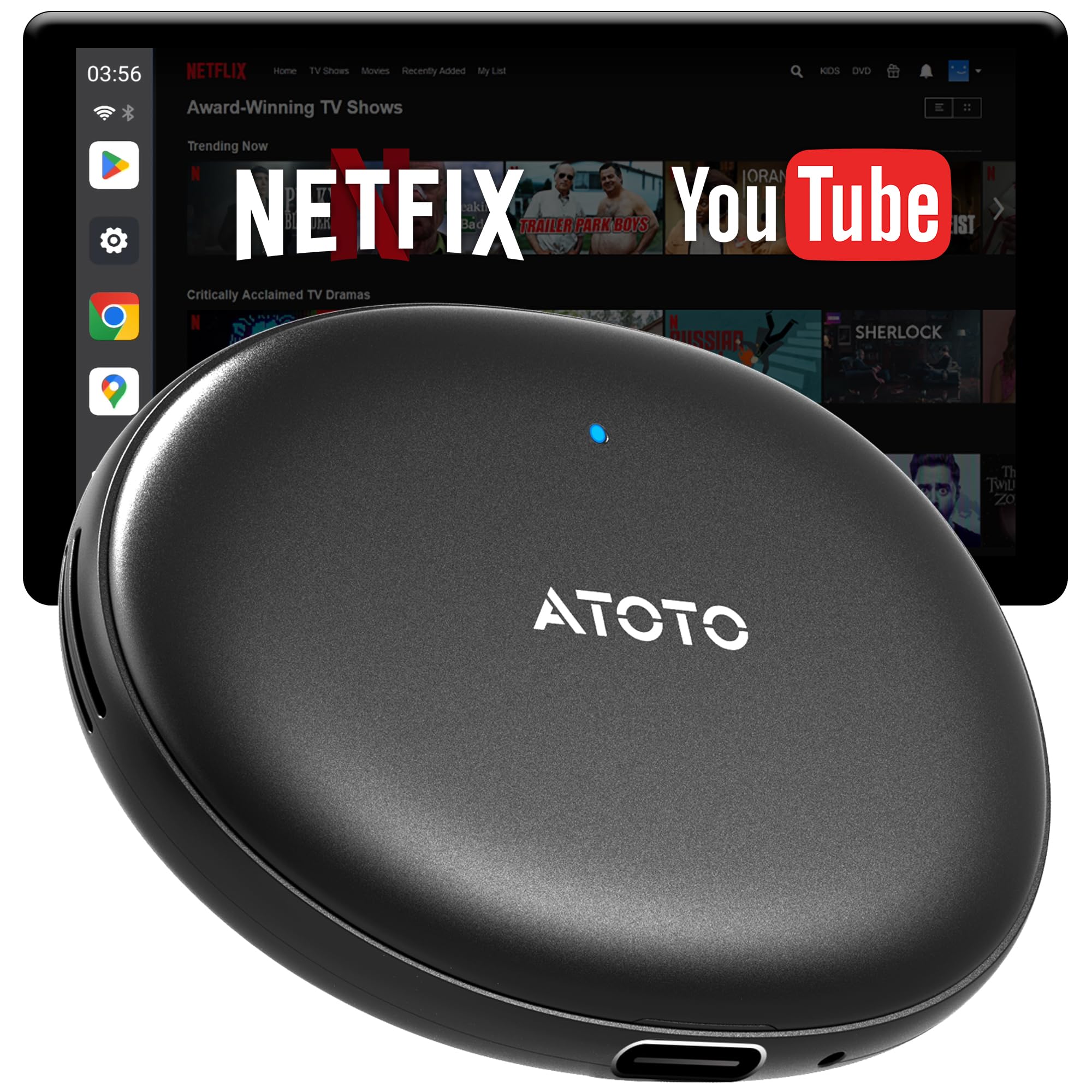 Wireless Carplay/Android Auto Adapter Car AI Box - Macht CP/AA Kabellos Dual-Wi-Fi 2.4G/5G, GPS, OBDII, OTA, 256GB, Carplay Wireless Adapter mit YouTube/Netflix, DriveChat KI (ChatGPT)