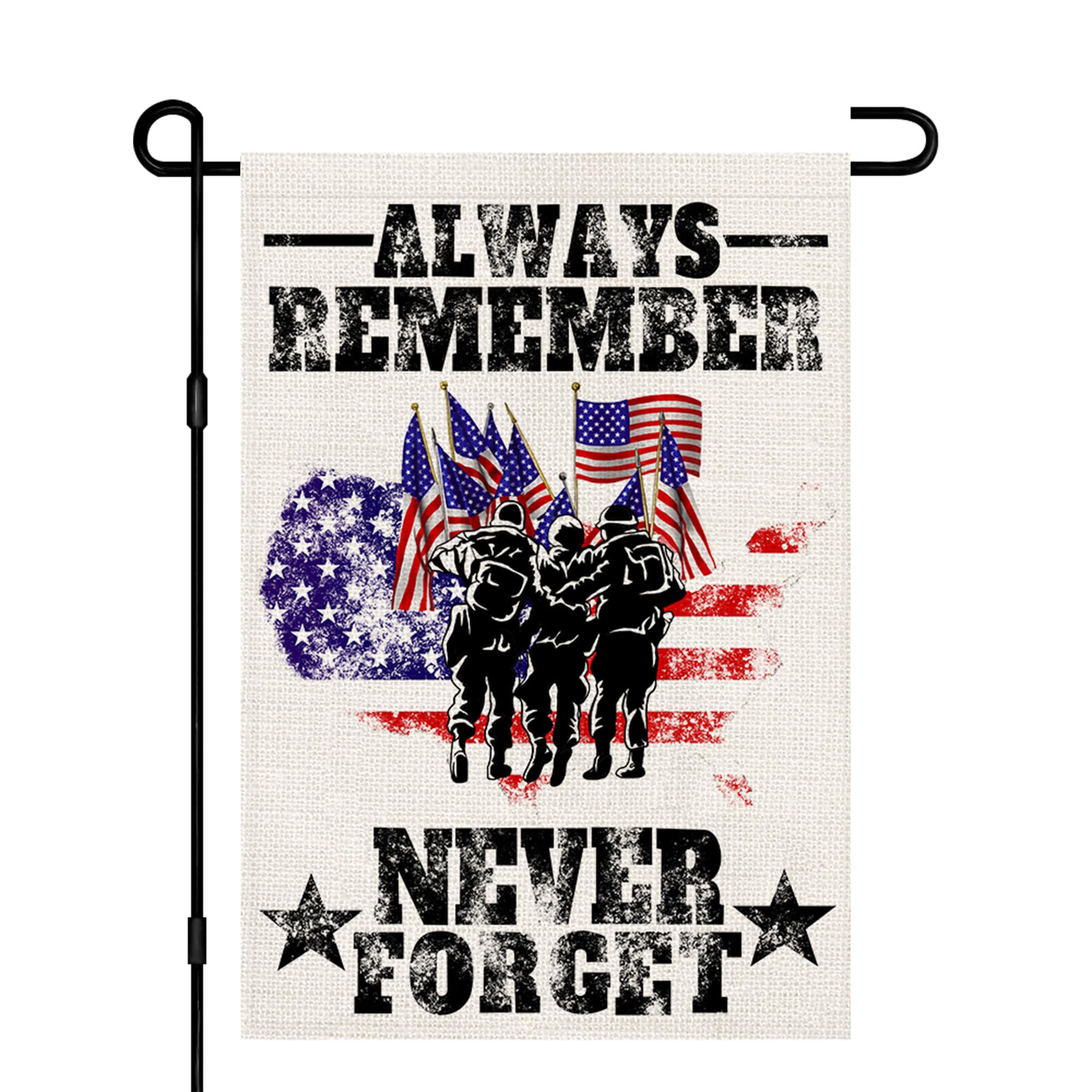 Memorial Day Garden Flag 12x18 Inch Double Sided Burlap, Patriotic 4th of July Independence Day Flags Farmhouse Holiday Yard Outdoor Decoration DF522