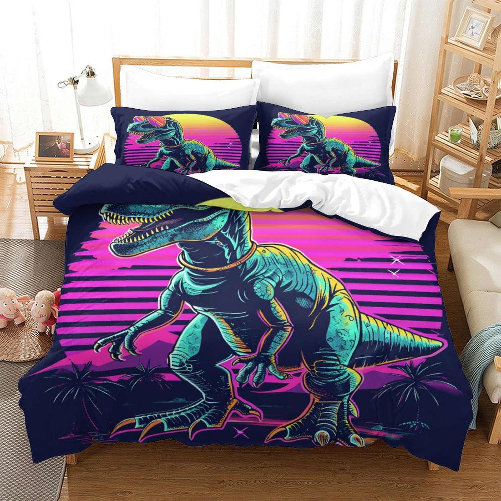 Parure de lit dinosaure 3D grand lit pour transformer la chambre en un monde préhistorique