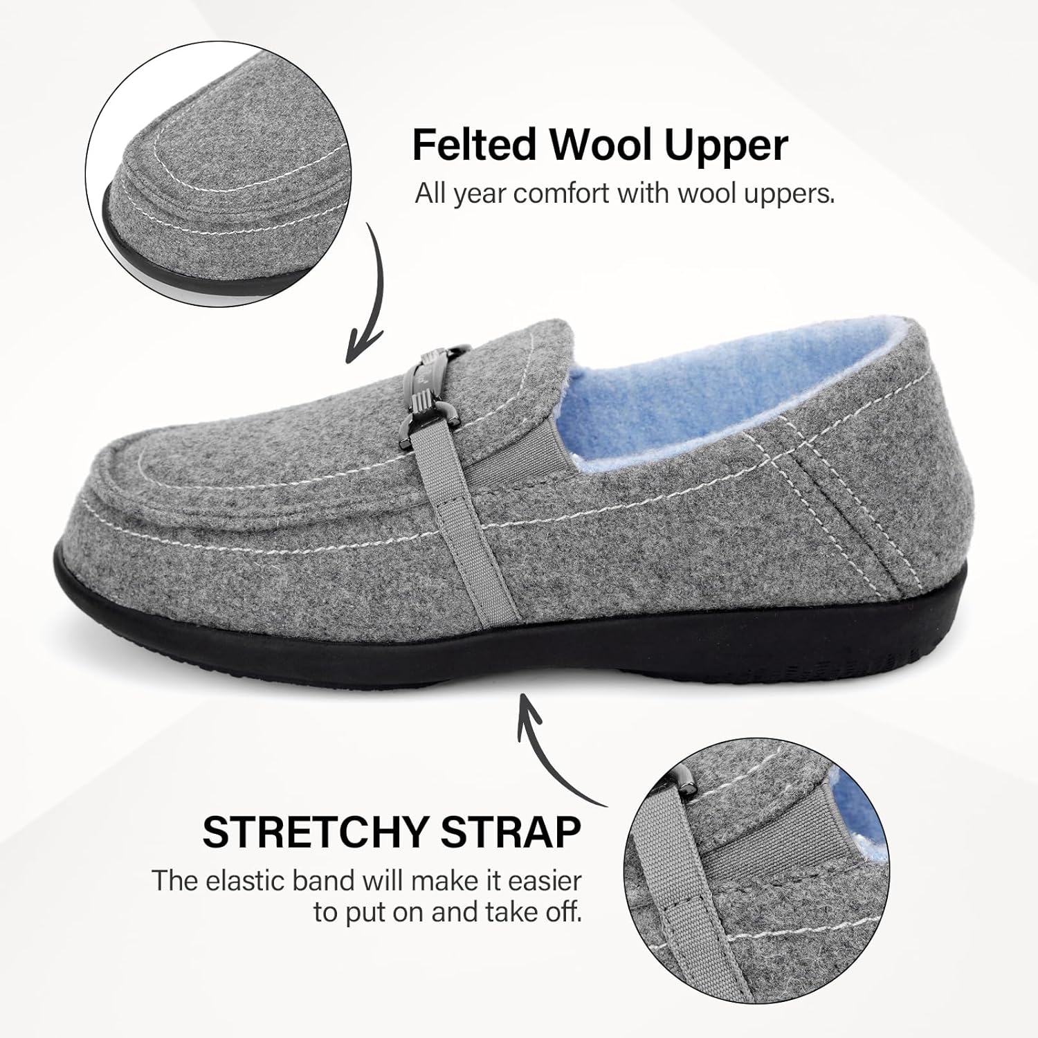 ERGOfoot Women's Moccasin Slippers with Arch Support, Closed Back, Orthopedic Slippers for Plantar Fasciitis, Foot Pain Relief, Fleece Lining House Shoes for Indoor Outdoor Anti-Skid