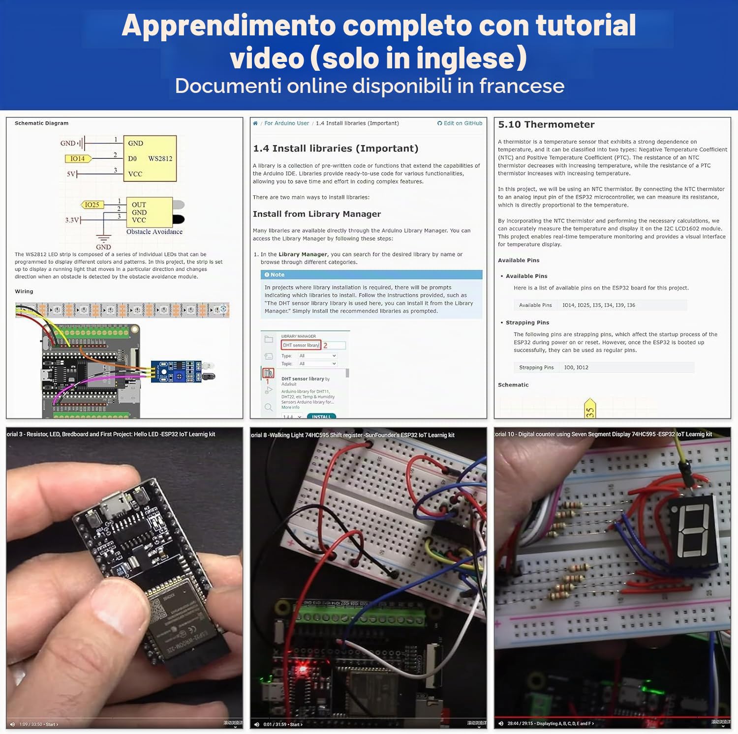 SunFounder ESP32 Ultimate Starter Kit con scheda di espansione ESP-32 Camera, Smart IoT e progetti avanzati, Python C Scratch per principianti e ingegneri (scheda di sviluppo e)