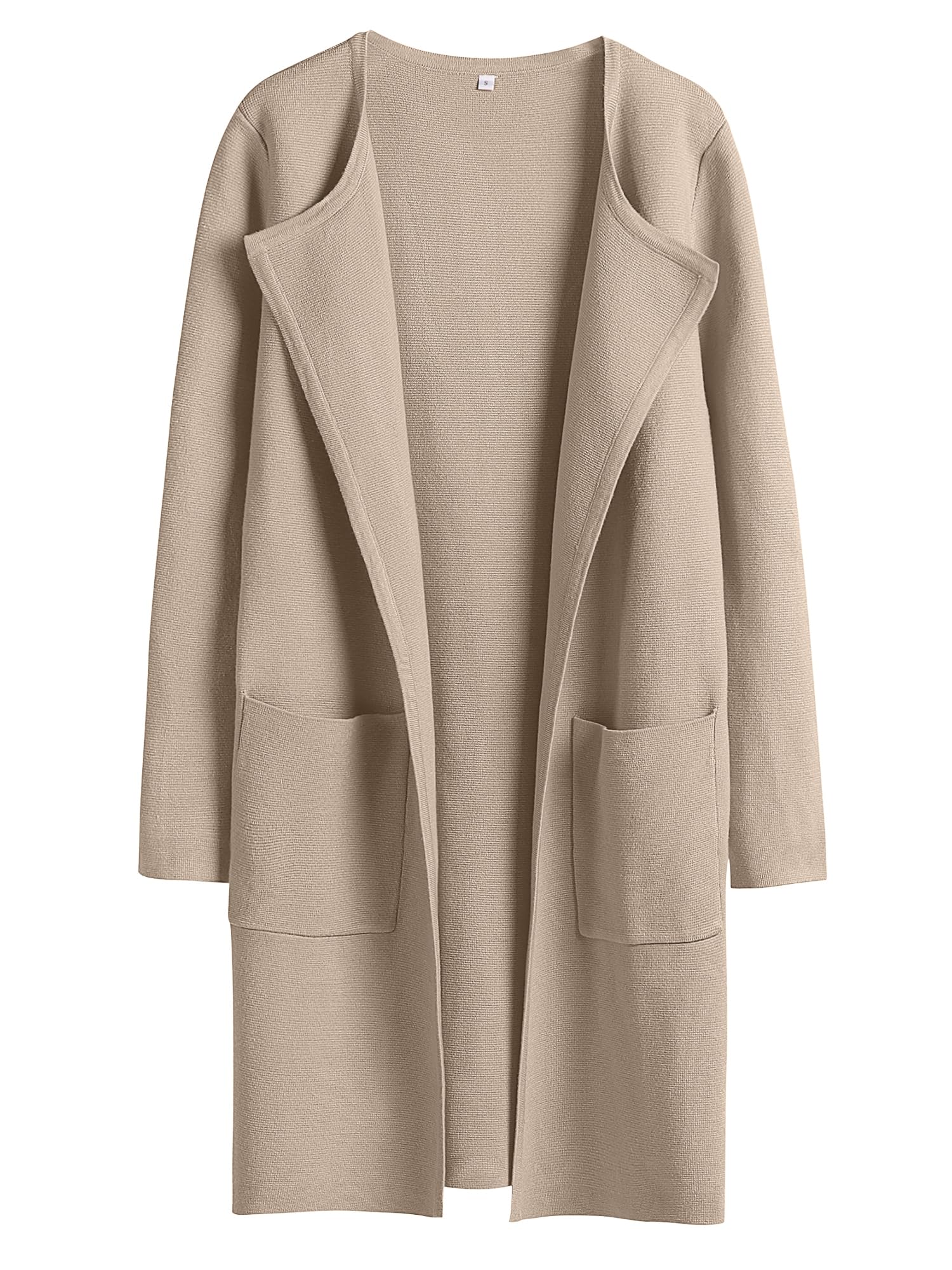 ANRABESS Womens Cardigan Sweater Open Front Knit Long Coatigan Dressy Casual Jacket Coat 2025 Fall Outfits Classy Clothes Bright Tan X-Small