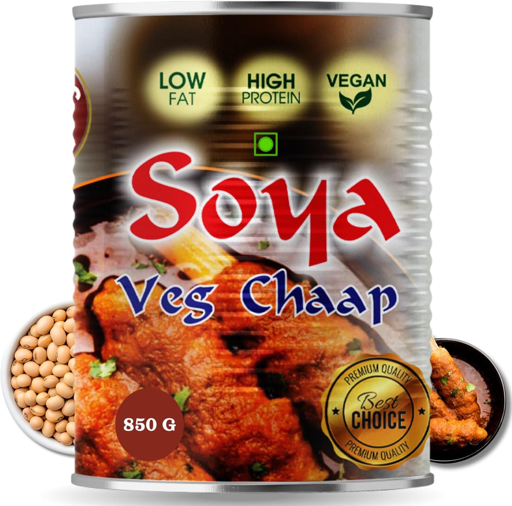 ORGANIC NATION Delicious and Nutritious Veg Soya Chaap - Fresh and Flavorful Soya Chaap Masala, Perfect for Healthy Meals, High Protein Vegetarian Delight, 850g