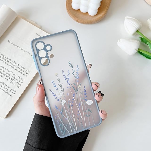 ZTOFERA TPU Back Case for Samsung Galaxy A13 4G and A04s, Simple Translucent Liquid Silicone Case with Flower Pattern, Anti-scratch Shockproof Flexible Bumper Cover for Samsung A13 4G/5G - Purple
