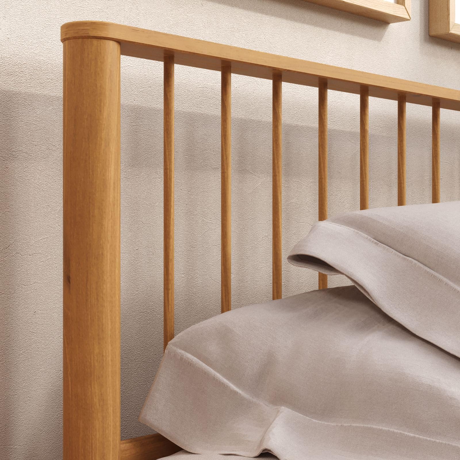 IDIMEX Lit 140 x 190 avec sommier APOANA en Bois Massif Coloris chêne, Cadre Robuste avec tête de lit à barreaux, lit Adulte Double pour Chambre Confortable et Moderne, Structure Stable