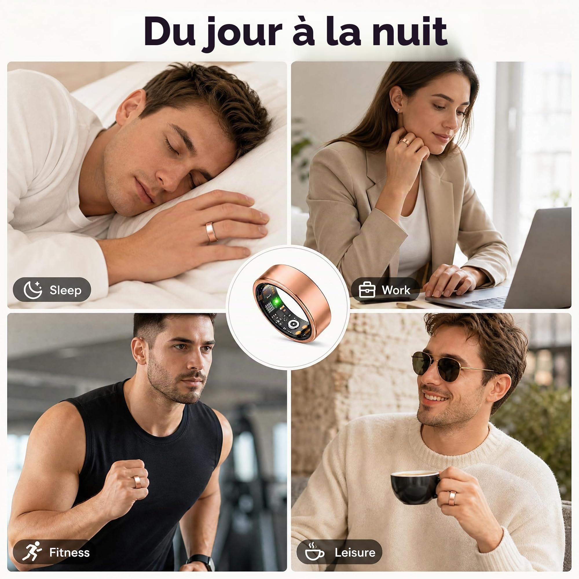BLESYS Bague Connectée Homme Femme avec Suivi du Sommeil, SPO₂ et podomètre