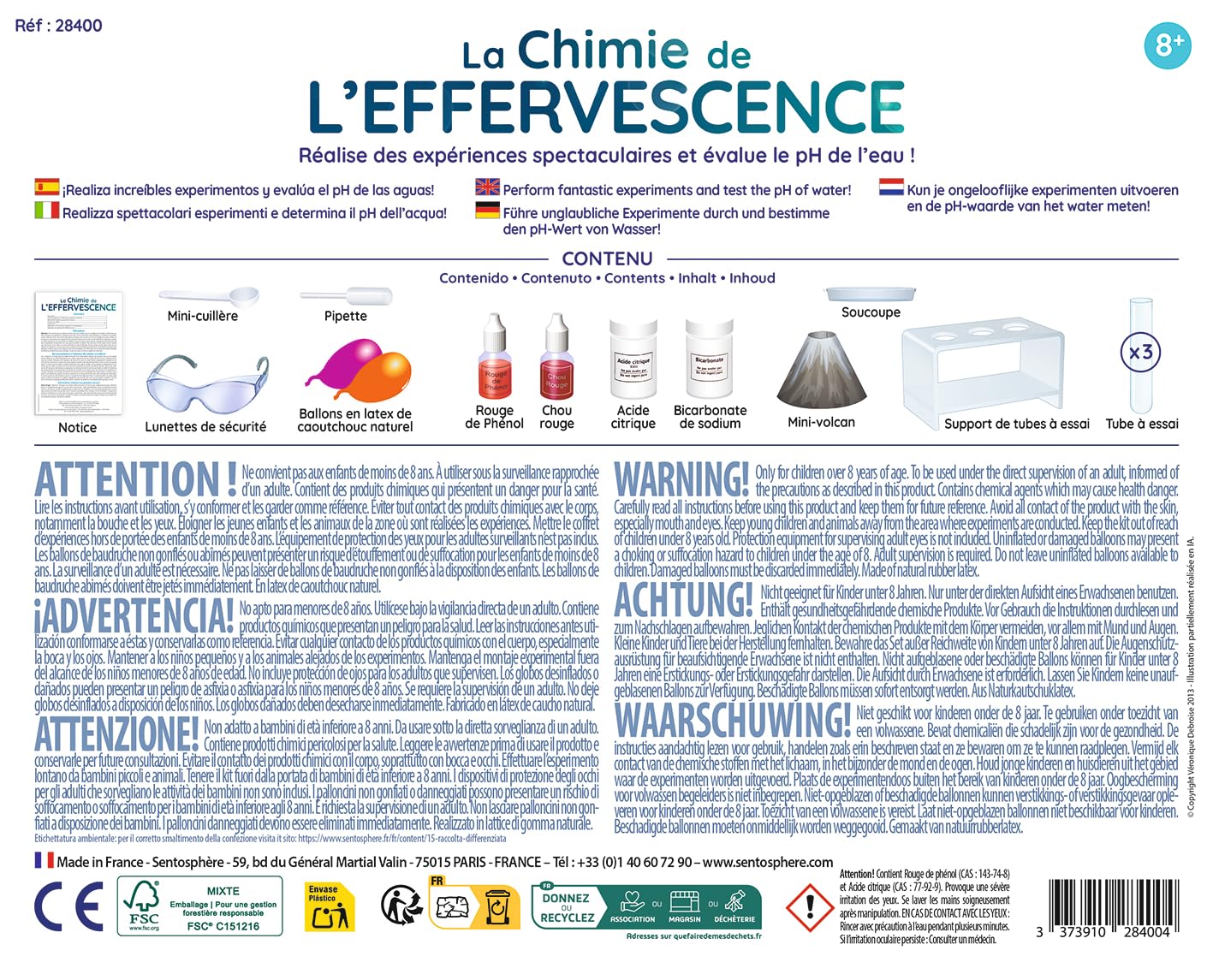 Sentosphère – Pianeta Scienza - La Chimica dell'Effervescenza - Imparare Come I Gas Si formano ed evaporano - per Bambini da 8 Anni - Made in France - 28400