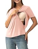SUNNYBUY Women&apos;s Nursing Tops Breastfeeding Cover Short Sleeves Maternity Tee Shirts Double Layer Postpartum Clothes