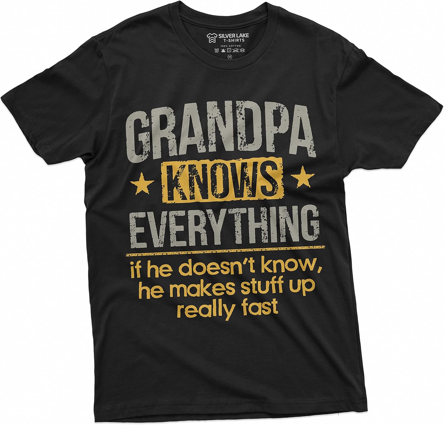 Men's Grandpa Knows Everything Funny Tee Shirt Father's Day Birthday Gift for Papa Tee