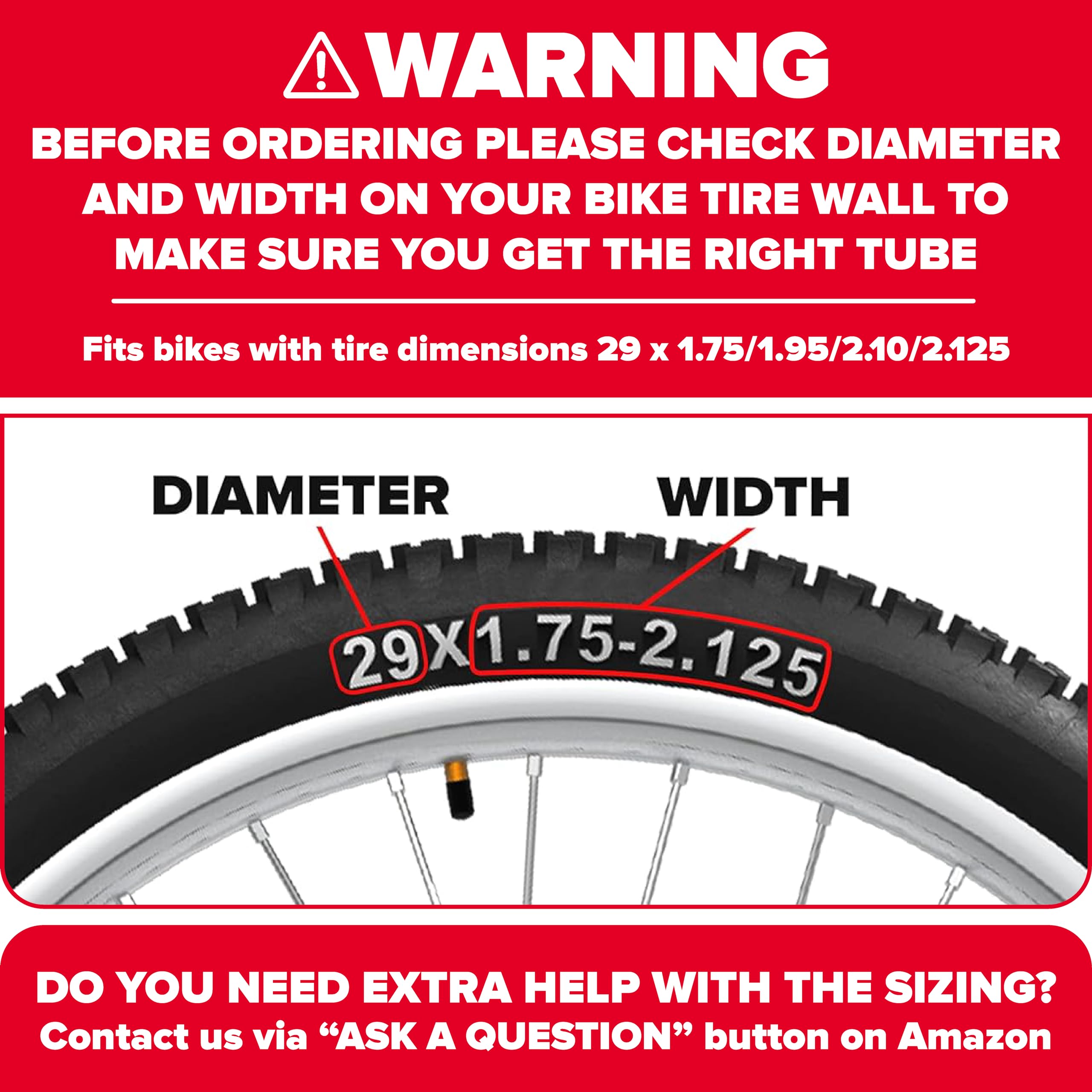 Ultraverse Bike Inner Tube for 29 X 1.75/1.95/2.10/2.125 inch Bicycle Tire with Schrader Valve – Rubber Tubes for Mountain and Trail, Cruisers, MTB, Gravel, Enduro, Downhill, City Bikes - 2 Pack