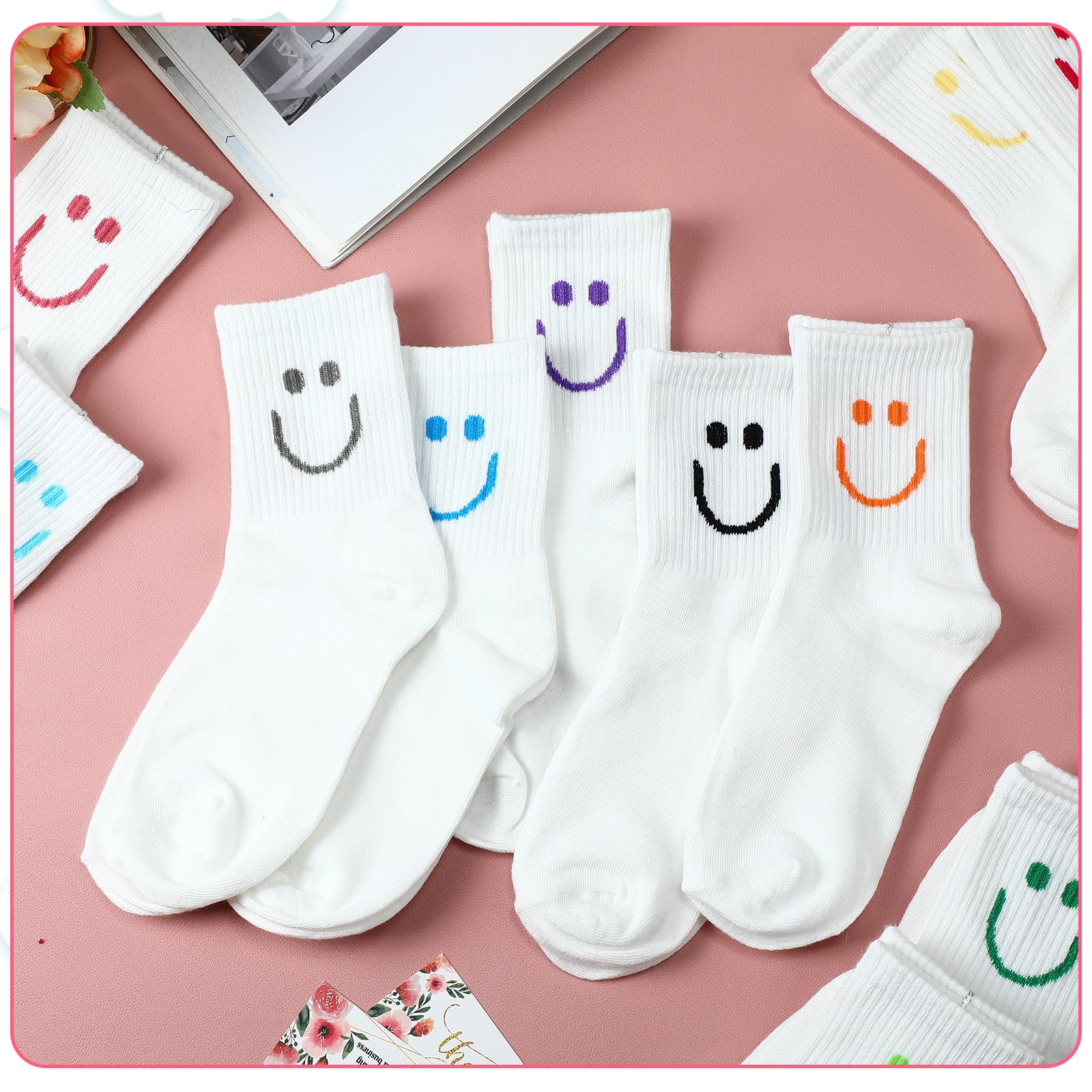 Cuffbow Paquete de 20 calcetines Crazy Funny Emotion para mujer, calcetines de algodón suave, 20 diseños divertidos diferentes