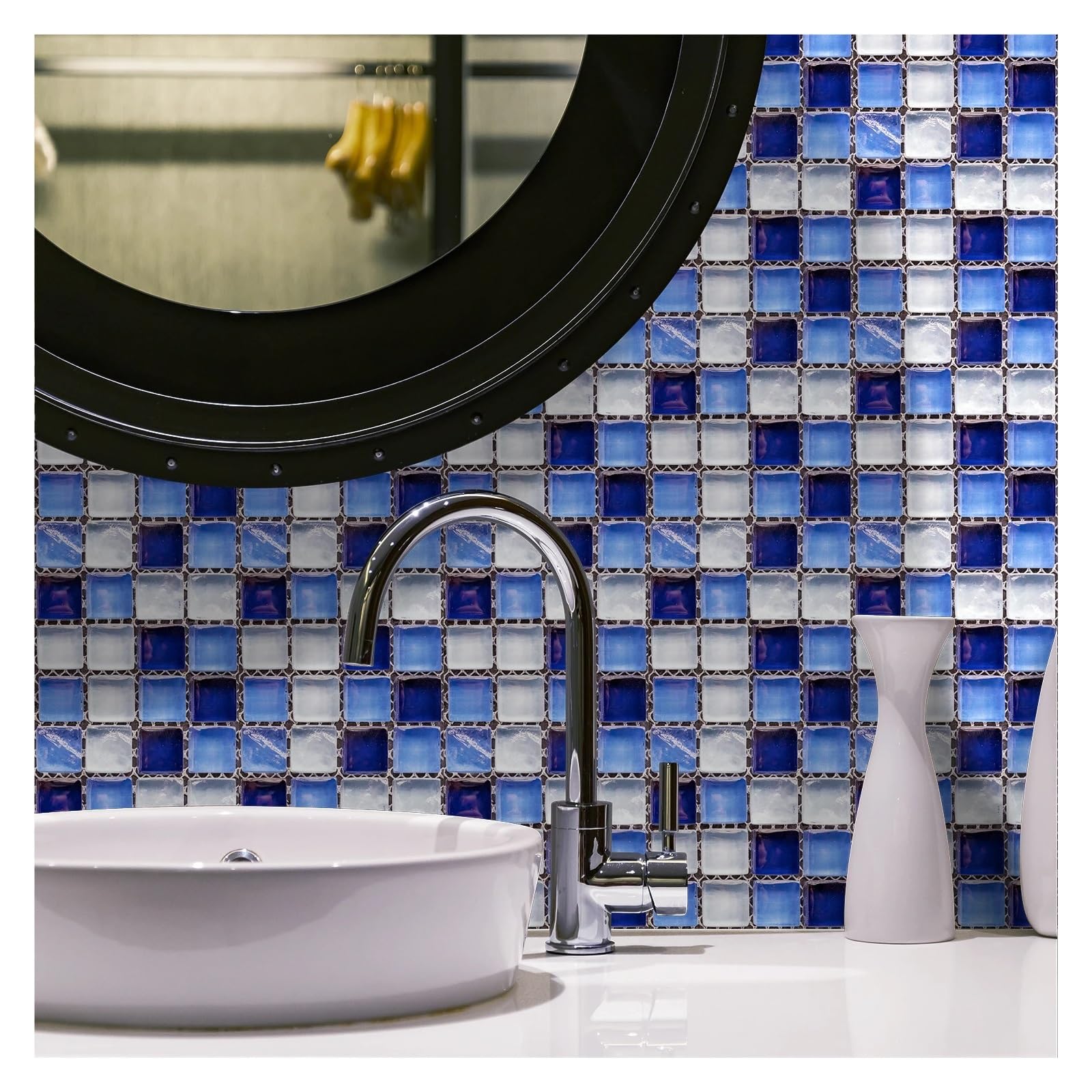 Naklejki imitujące płytki mozaikowe, Mosaic Tile Sticker Multicolor 10x10 cm Self-Adhesive 10/20/50 pcs(Color 1,10x10CMx50PCS)